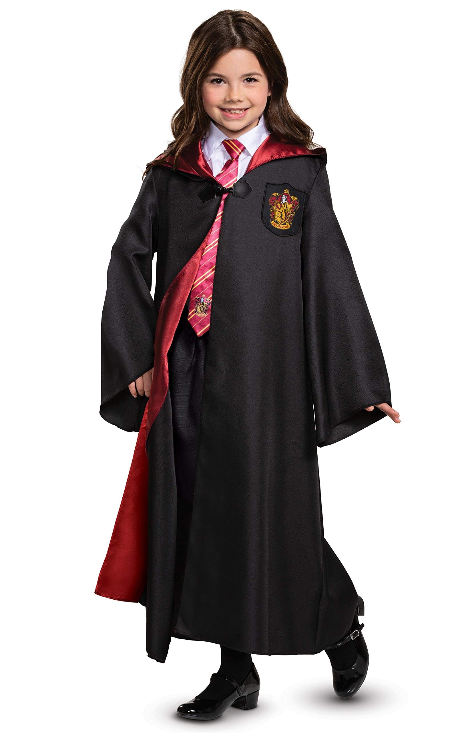 Harry Potter Gryffindor Costume Combo, Official Wizarding World Deluxe Robe with Tie, Glasses and Wand, Kids Size Medium (7-8)