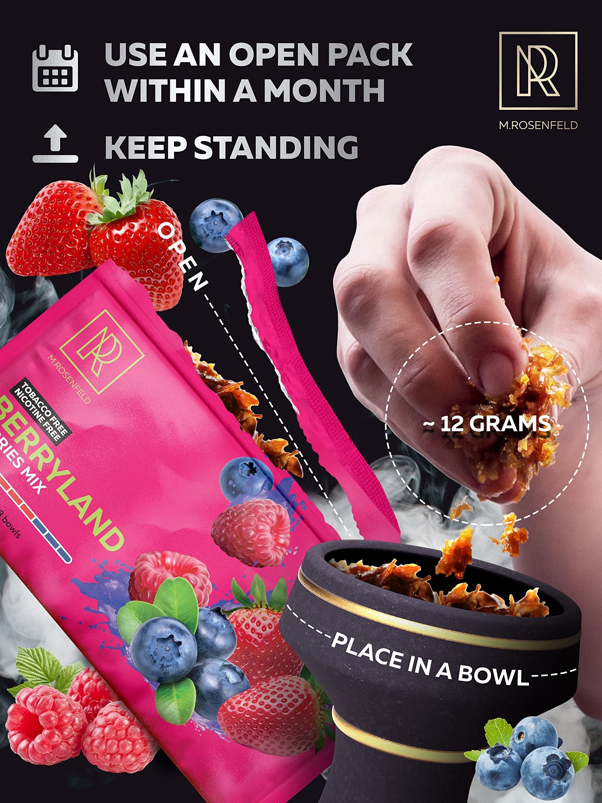 Hookah Shisha Flavors Set - 4 x 100g Shisha Hookah Flavors for 30 Hookah Bowls (Hookah Bundle contains 4 Flavors: Barryland - Wild Break - Sweet & Sour - Power Mint) Pack of 4