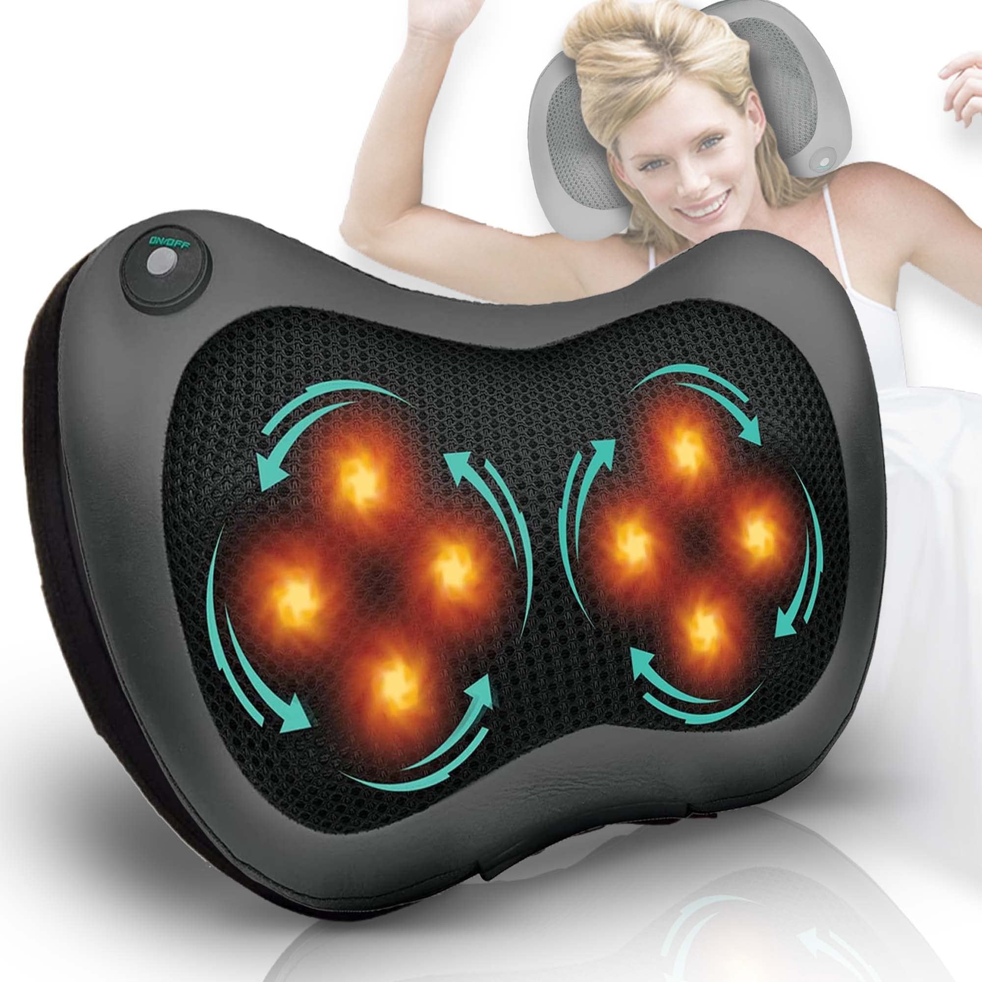 FlexWorks Shiatsu Neck & Back Massager with Heat, Deep Tissue Neck Pillow Massager for Pain Relief, Electric Lower Back Massager, Deep Kneading Shoulder Massager for Full Body Muscle, at Home and Car