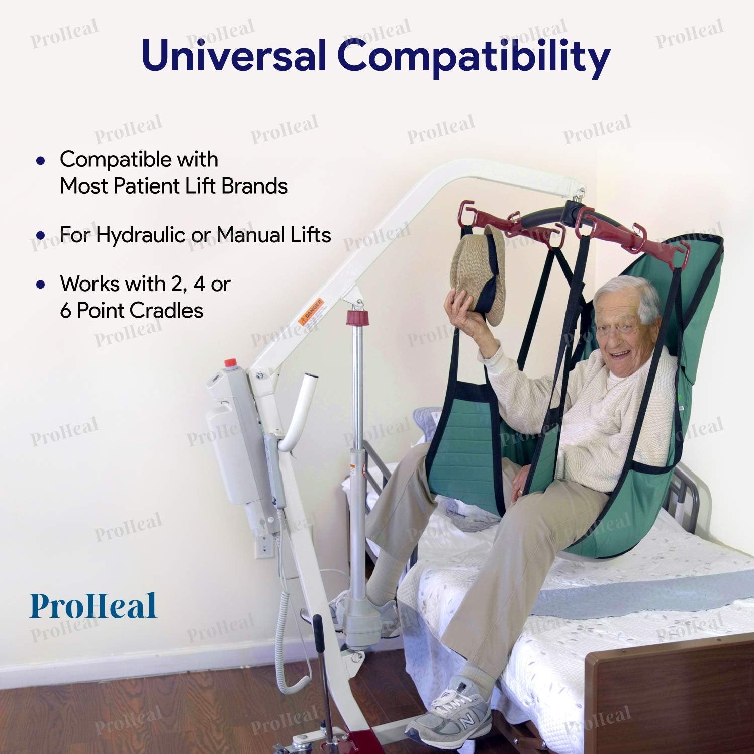 ProHeal Universal Padded Lift U Sling, X Large 44" x 48.5" - Polyester Divided Leg Slings for Patient Lifts - Compatible with Hoyer, Invacare, McKesson, Drive, Lumex, Joerns and More