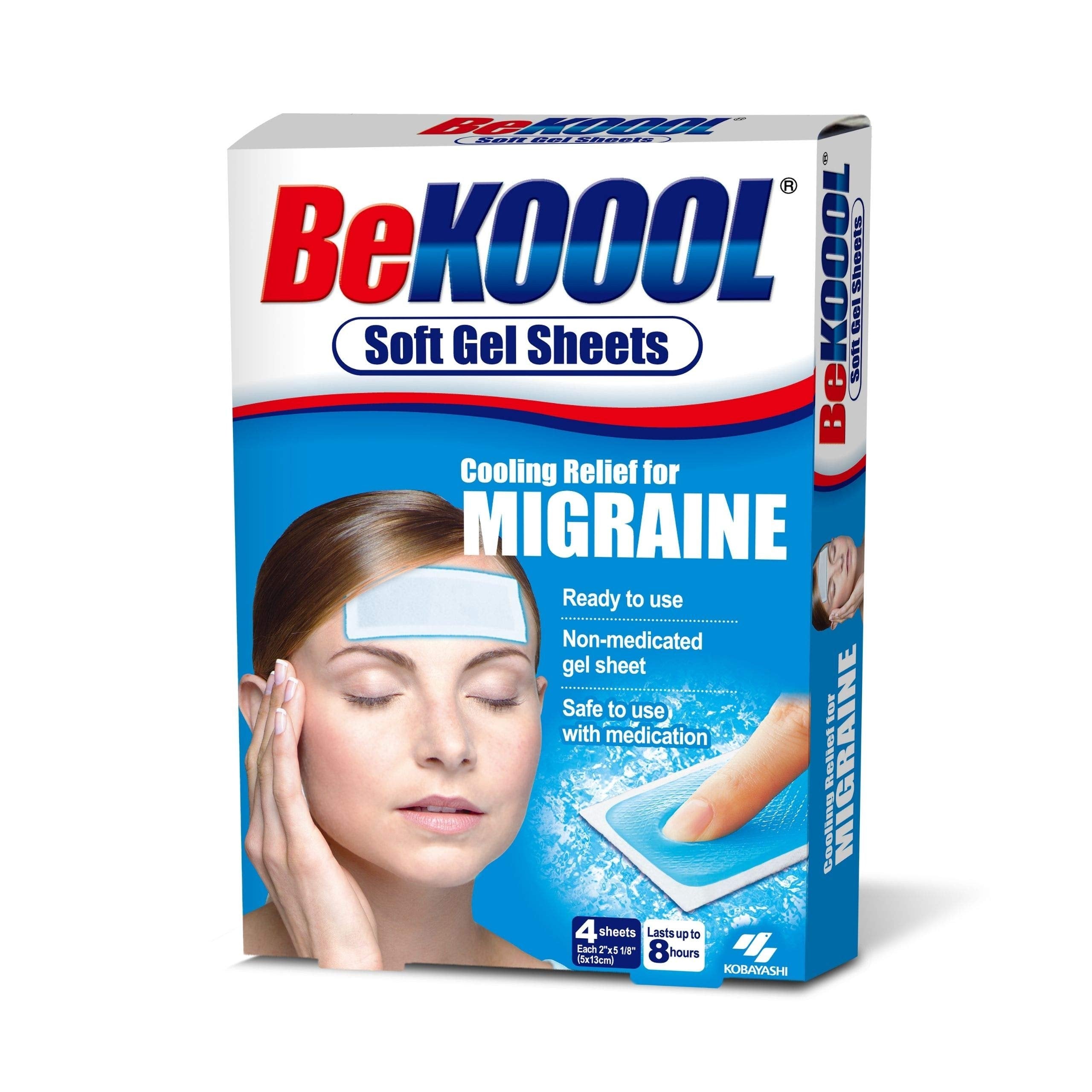 BeKoool Cooling Relief For Migraine Soft Gel Sheets 4 Each (Pack of 9)