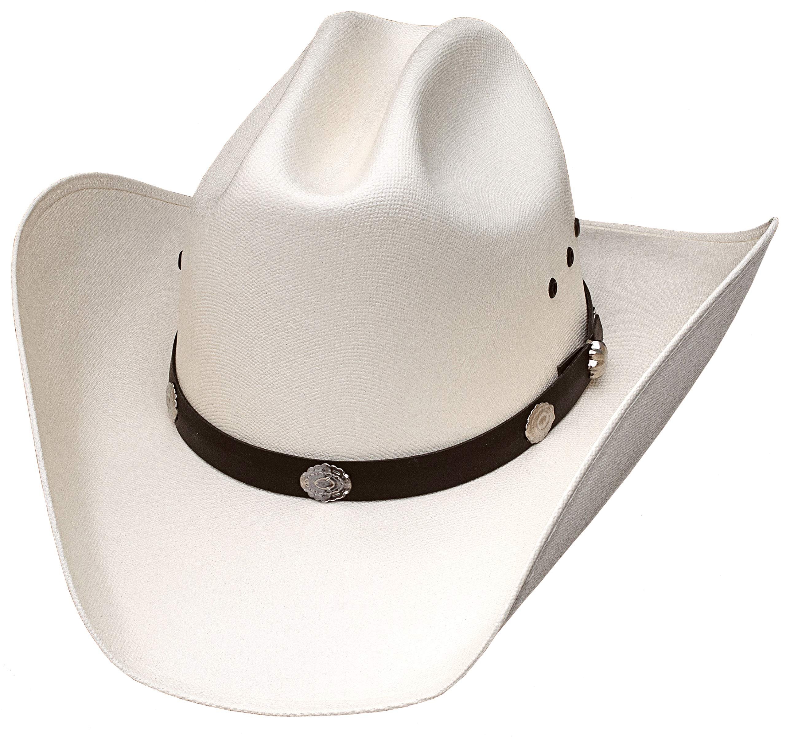 WESTERN EXPRESS Men's Classic Cattleman Off White Straw Cowboy Hat, Adult Elastic Fit Large/XL