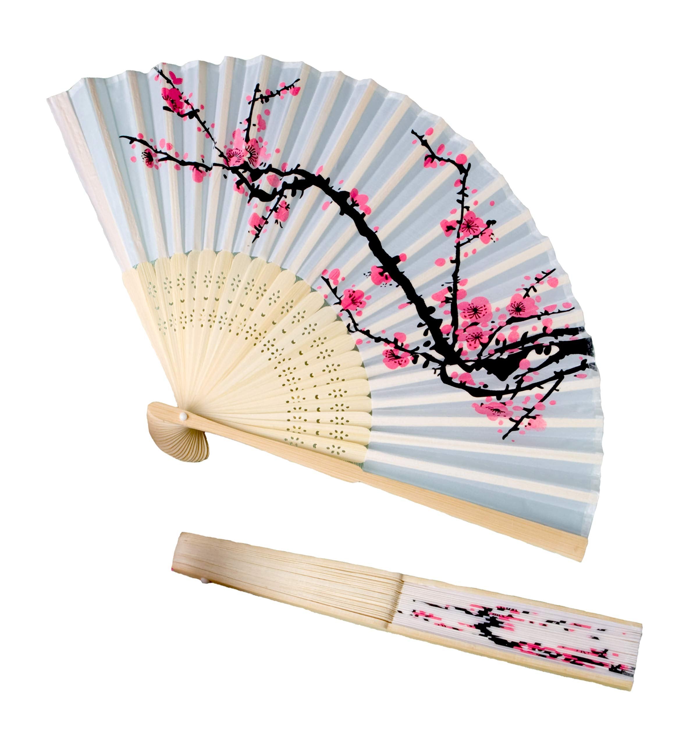 Delicate Cherry Blossom Design Folding Fan Favors, 24 Pieces