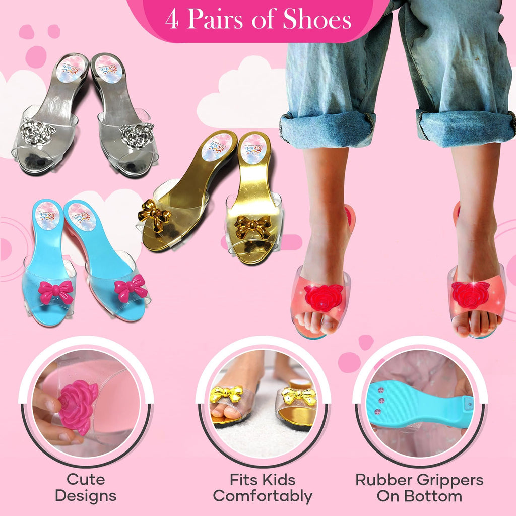 toyvelt princess dress up ToyVelt Princess Dress Up Shoes and Jewelry Boutique - Pretend Play for  Little Girls Set Incl 4 Pairs Princess Shoes and Lots of Accessories