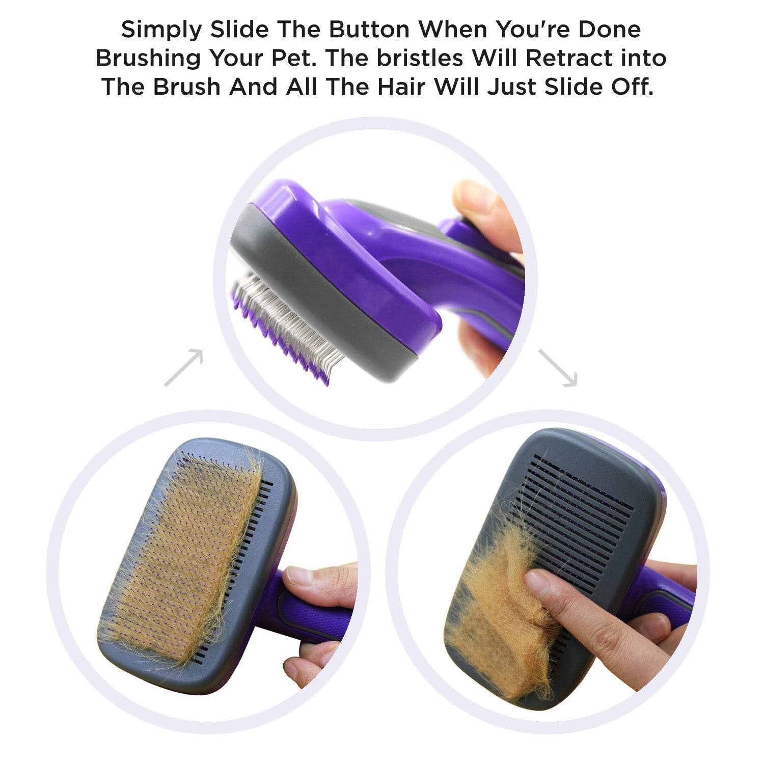 Hertzko Self Cleaning Slicker Brush - Dog & Cat Brush, Dog Brush for Shedding, Cat & Dog Grooming for Pets, Grooming Brushes for Long Short Haired Dogs Cats, Deshedding Brush, Rake, Comb