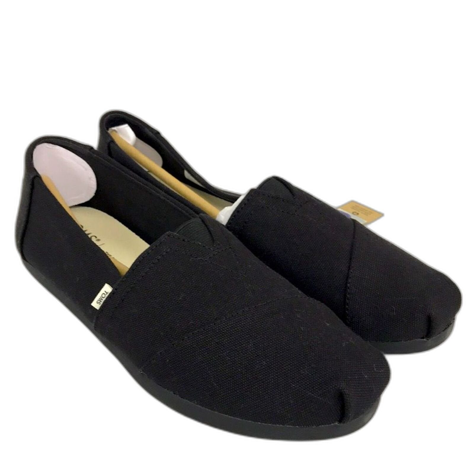 TOMS Womens Alpargata Recycled Cotton Canvas Slip On Sneaker Black 9 US