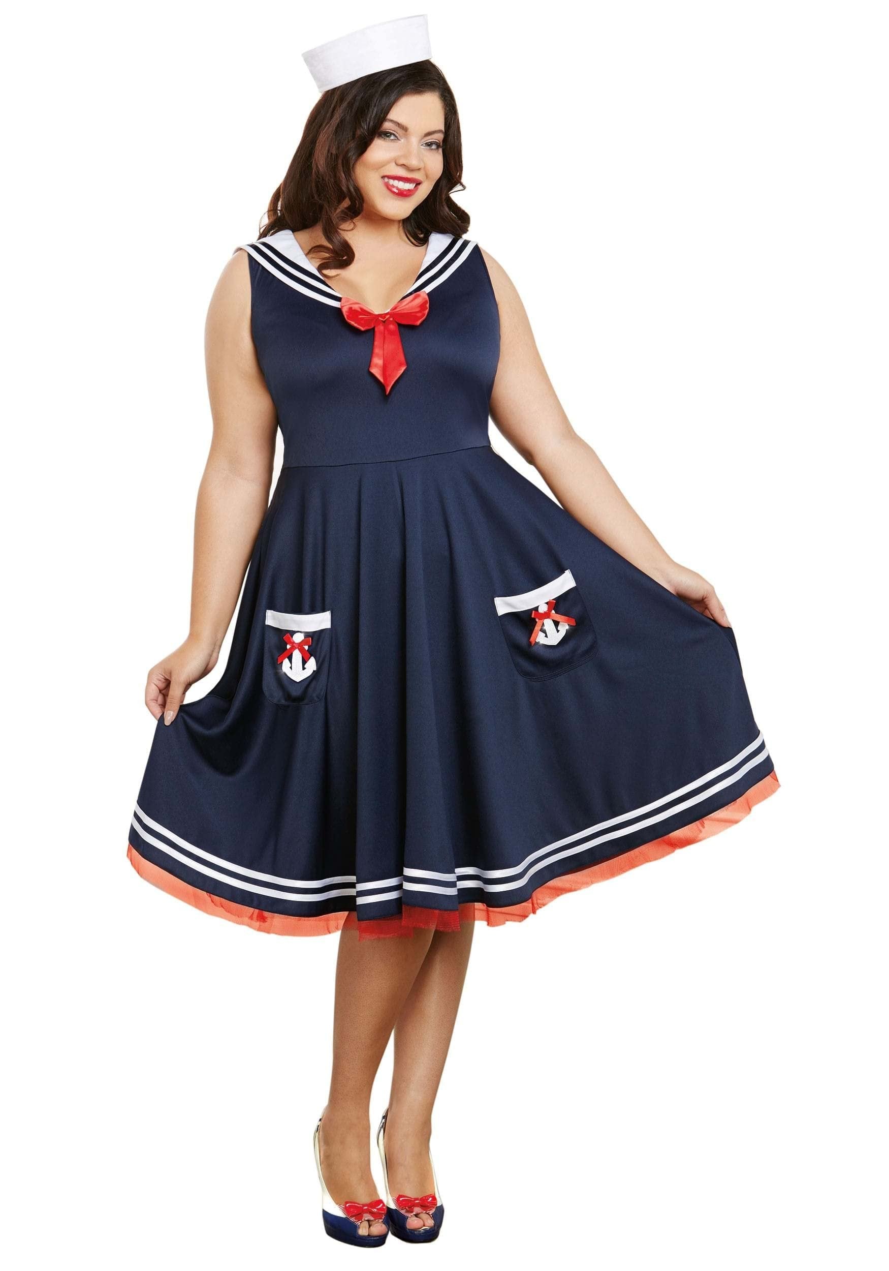 Dreamgirl Women's Plus-Size All Aboard Plus Size, Blue, 1X/2X