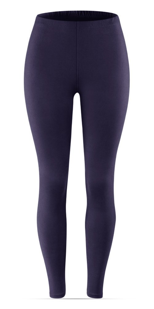 SATINA High Waisted Leggings for Women | Full Length | 1 Inch Waistband (Navy, One Size)