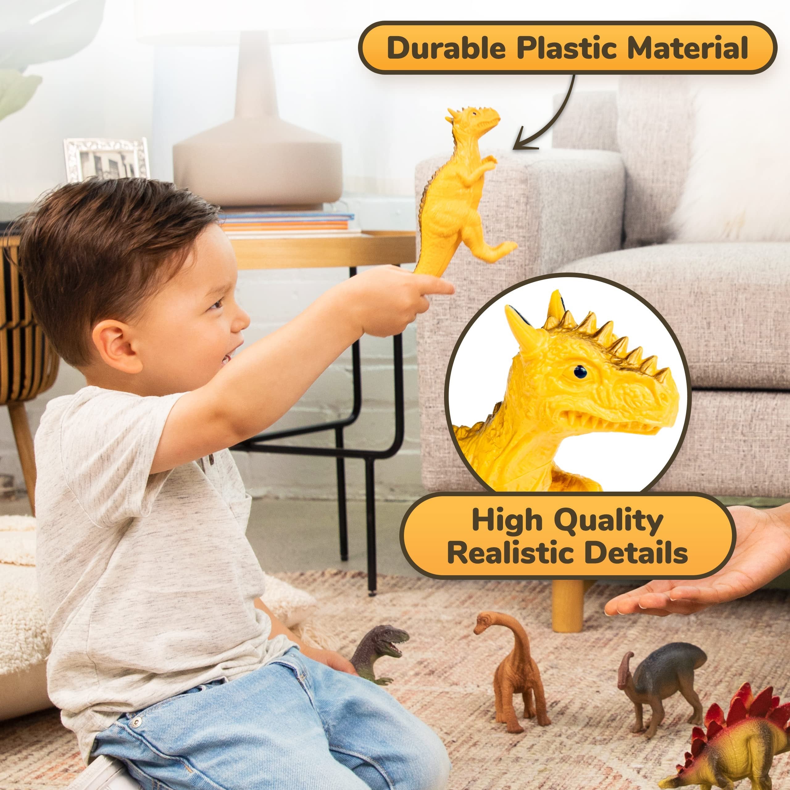 PREXTEX 10'' Dinosaur Figures - 12 Plastic Dinosaur Toys for Boys & Girls - Plastic Dinosaurs - Assorted Dinosaurs Include T-Rex & More - Dinosaur Toys for Kids 3-5+