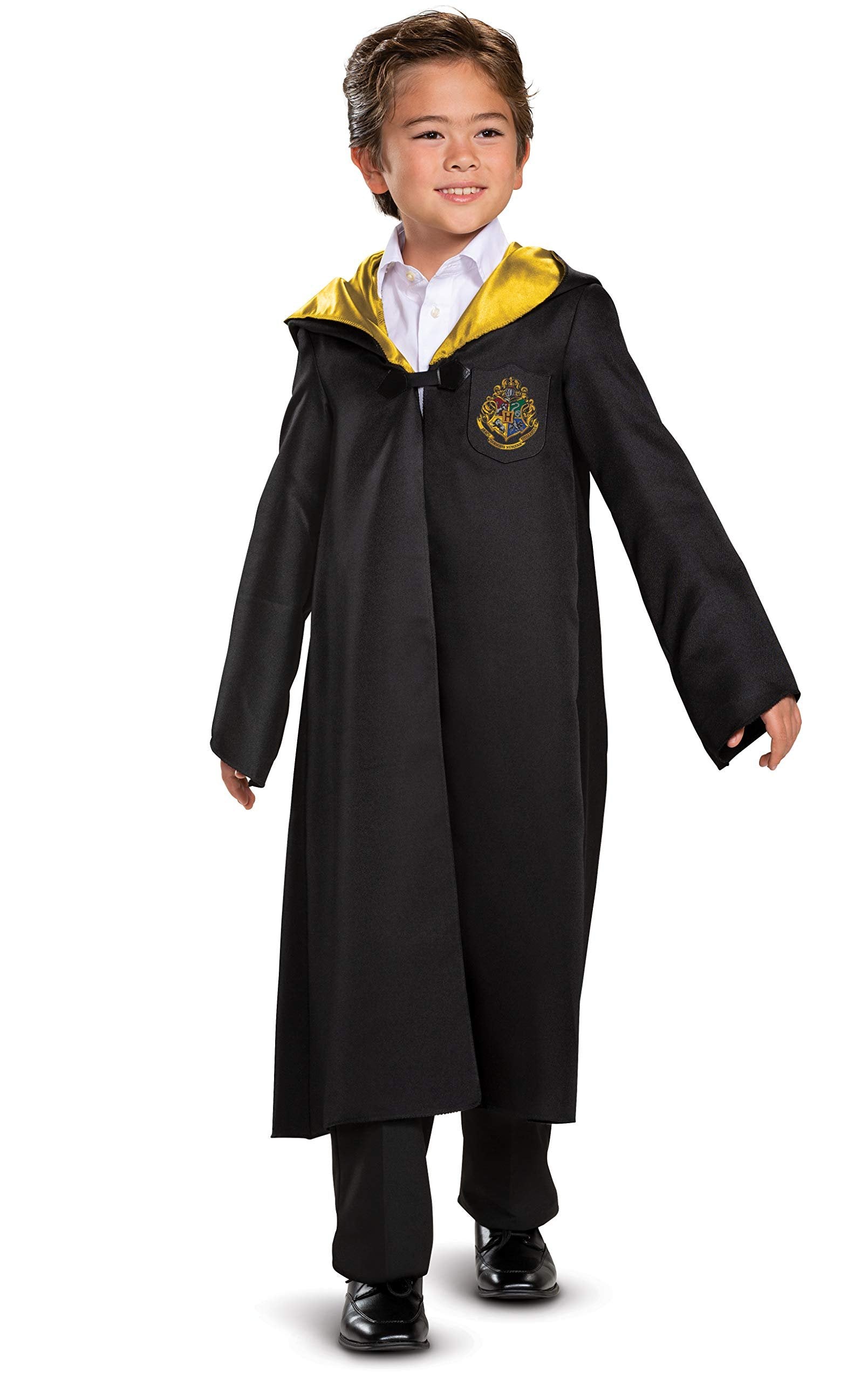 Disguise Harry Potter Hogwarts Robe, Official Wizarding World Costume Robes, Classic Kids Size Dress Up Accessory, Child Size Medium (7-8), Black & Gold