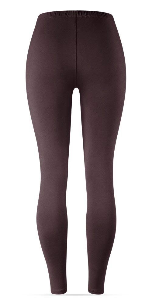 SATINA High Waisted Leggings for Women | Full Length | 1 Inch Waistband (Brown, One Size)