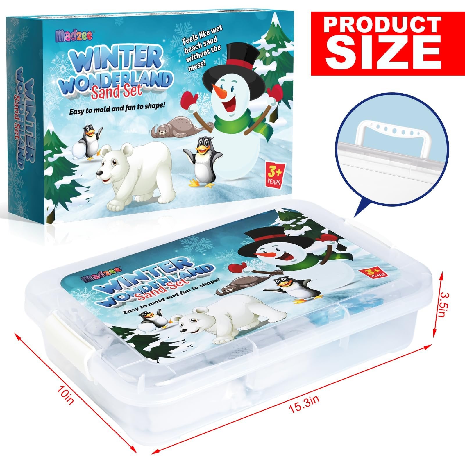 Winter Wonderland Snow Sand Playset, Creativity Toy Sensory Bin with Arctic Animal Figures, 2 Lbs of Sand and Snowman Molds for Boy Girl Kid Toddlers Age 3-8