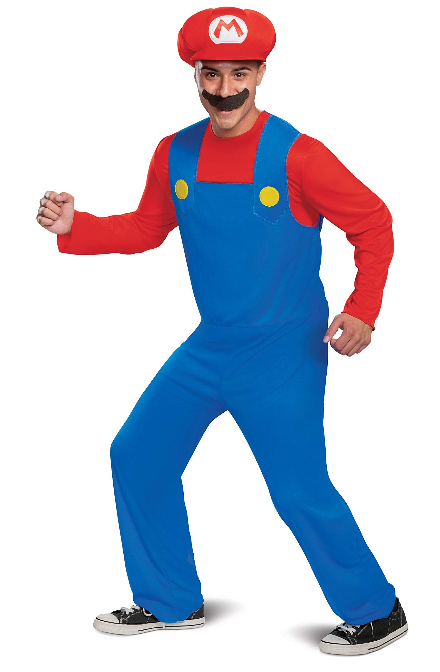 Disguise unisex adult Mario Costume, Official Nintendo Super Mario Bros With Hat and Mustache Sized Costumes, Blue,red,multicolor, Medium 38-40 US