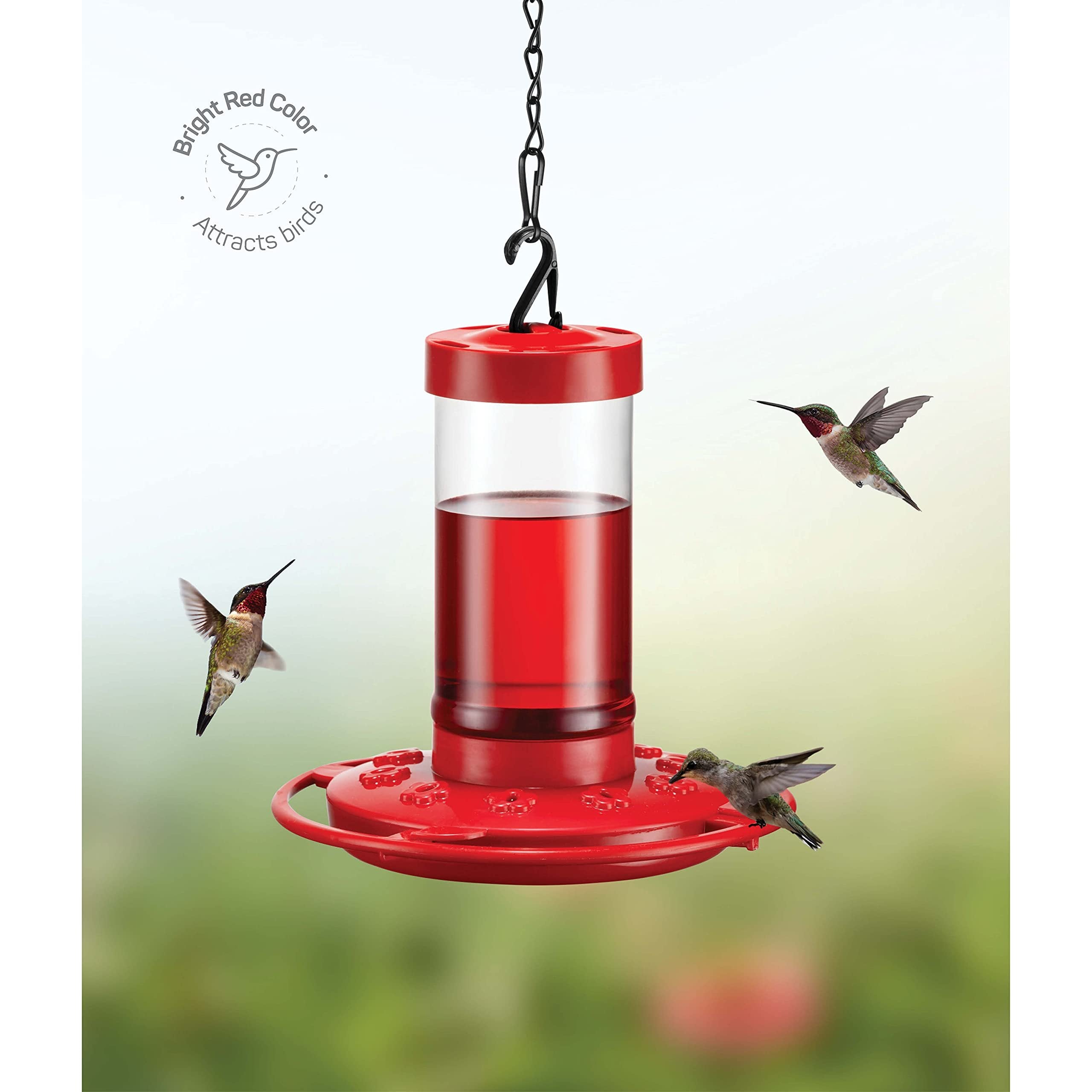 Hummingbird Feeder 16 oz [Set of 2] Plastic Hummingbird Feeders for Outdoors - Humming Bird Feeders - 10 Feeding Ports - Wide Mouth for Easy Filling/2 Part Base for Easy Cleaning