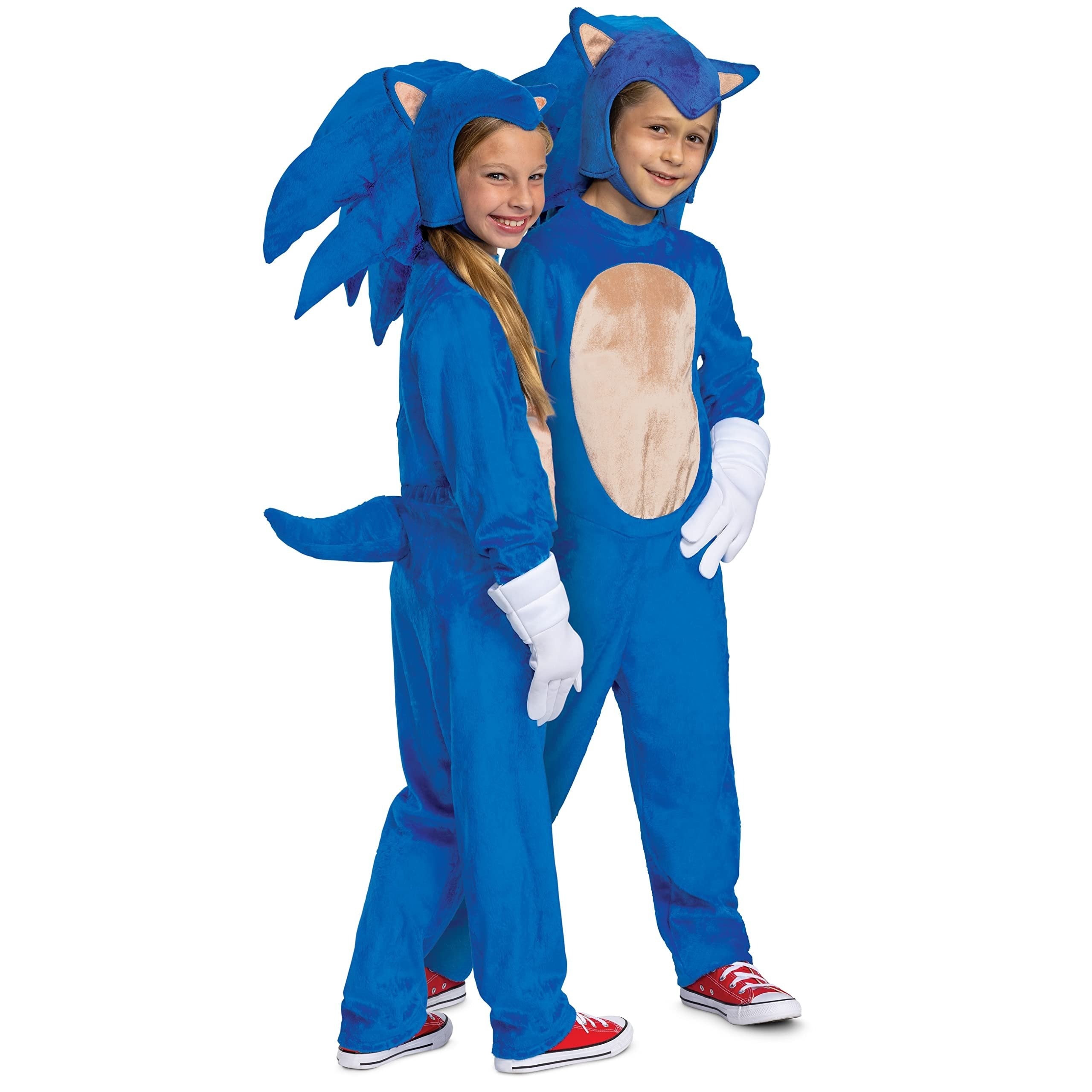 Sonic the Hedgehog Costume, Official Deluxe Sonic Movie Costume and Headpiece, Kids Size Small (4-6)