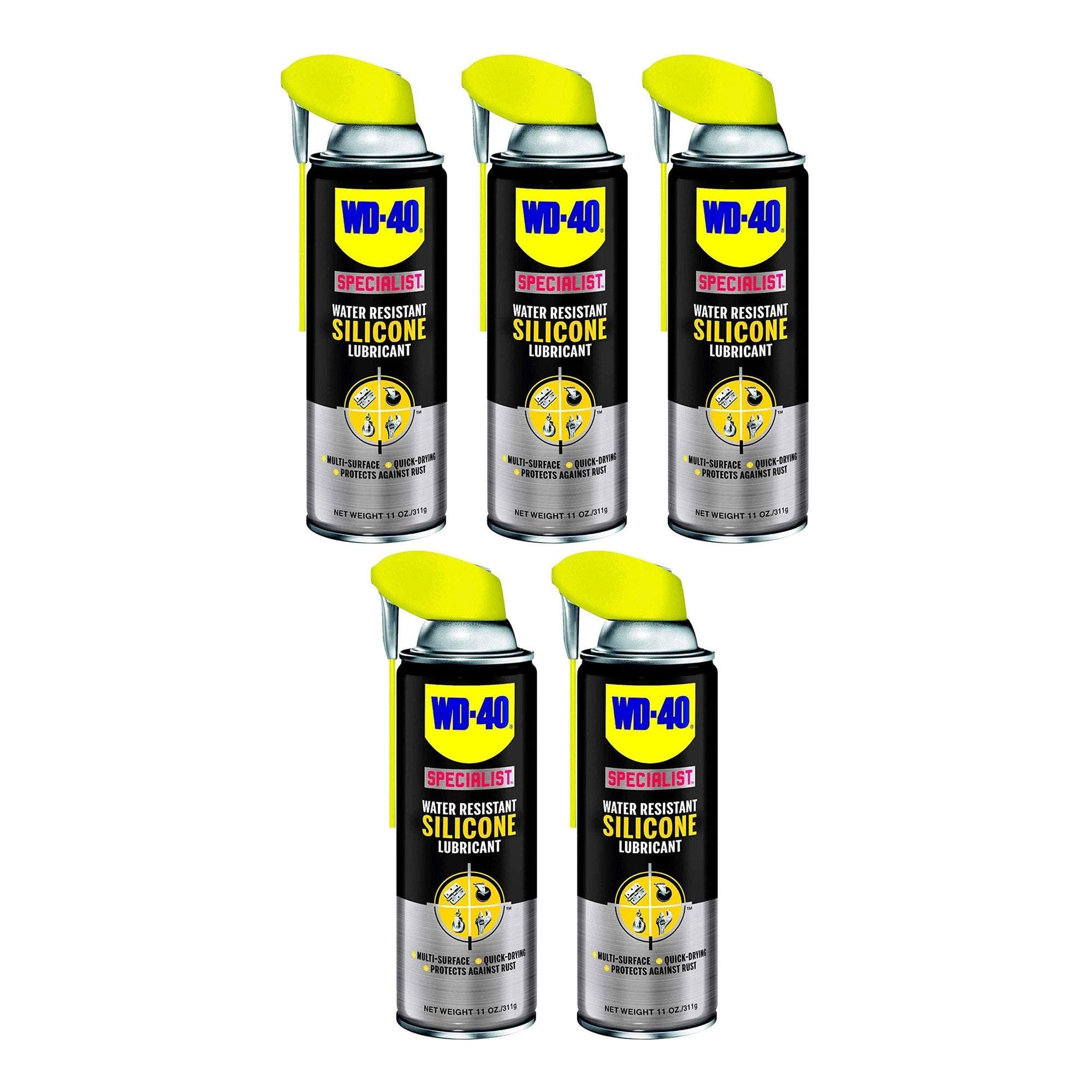 WD-40 Specialist Water Resistant Silicone Lubricant Spray, 11 Ounces (5 Pack)