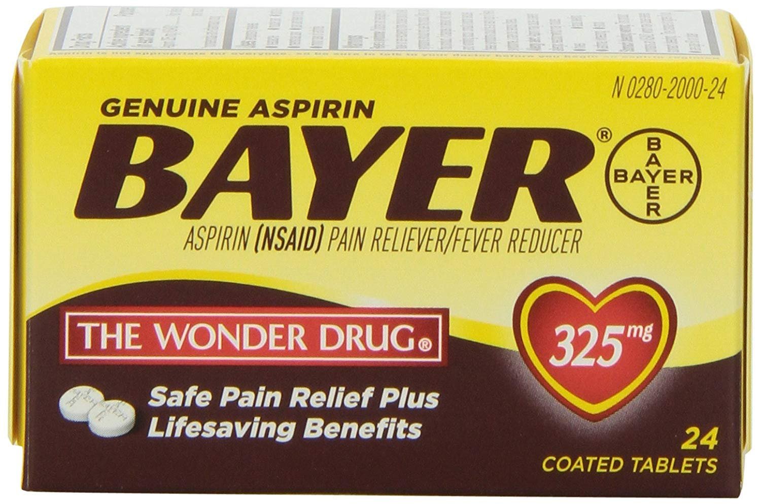 Genuine Bayer Aspirin 325mg Tablets, 24-Count (Pack of 2)