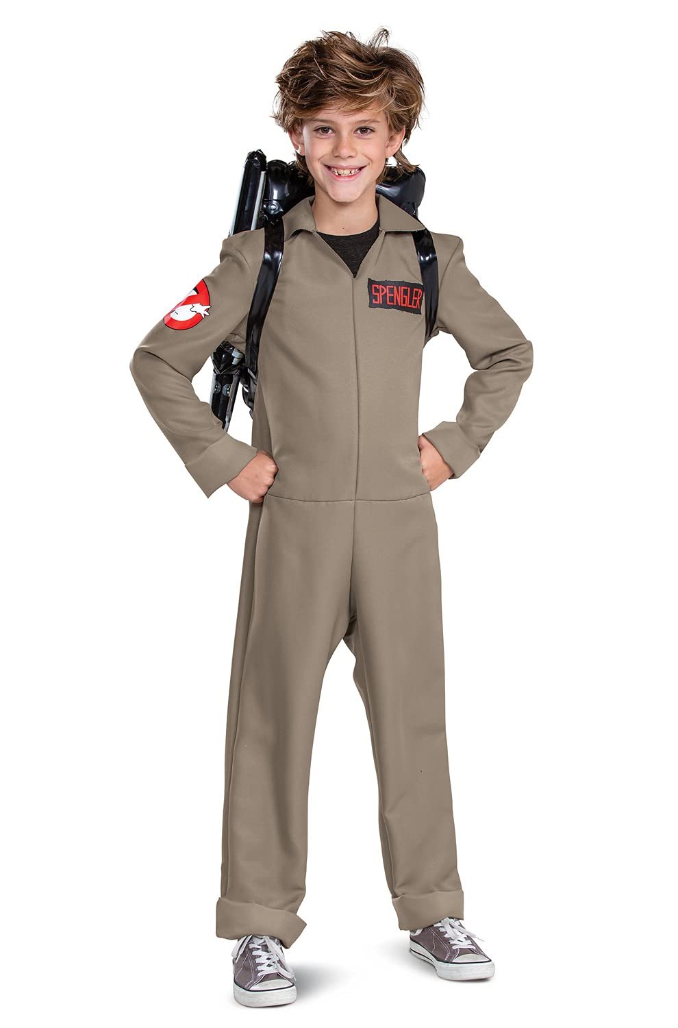 Ghostbusters Costumes for Kids, Official Ghostbusters Afterlife Movie Costume Jumpsuit with Inflatable Proton Pack, Classic Kids Size Small (4-6)