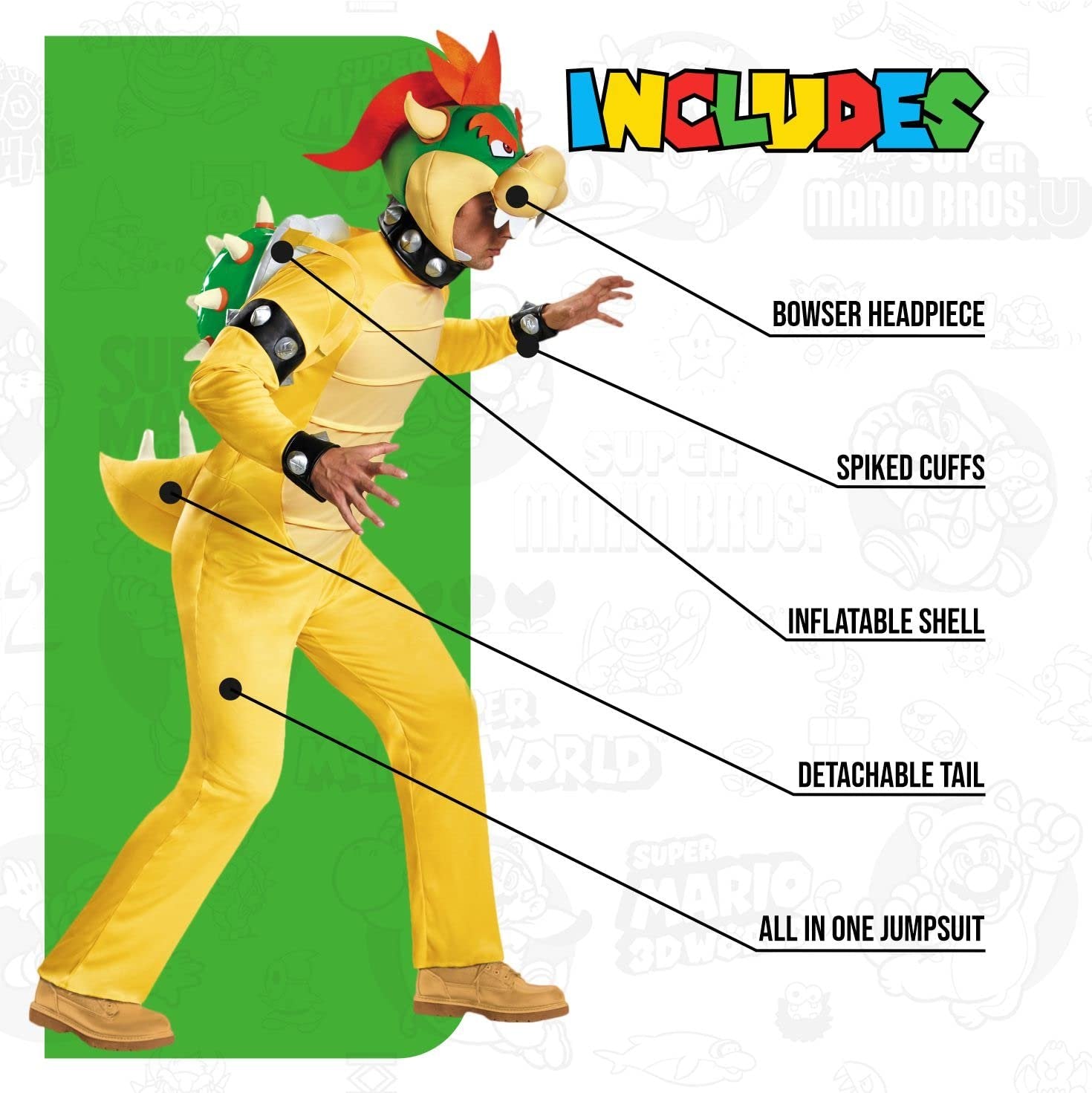 Deluxe Bowser Adult Costume - X-Large