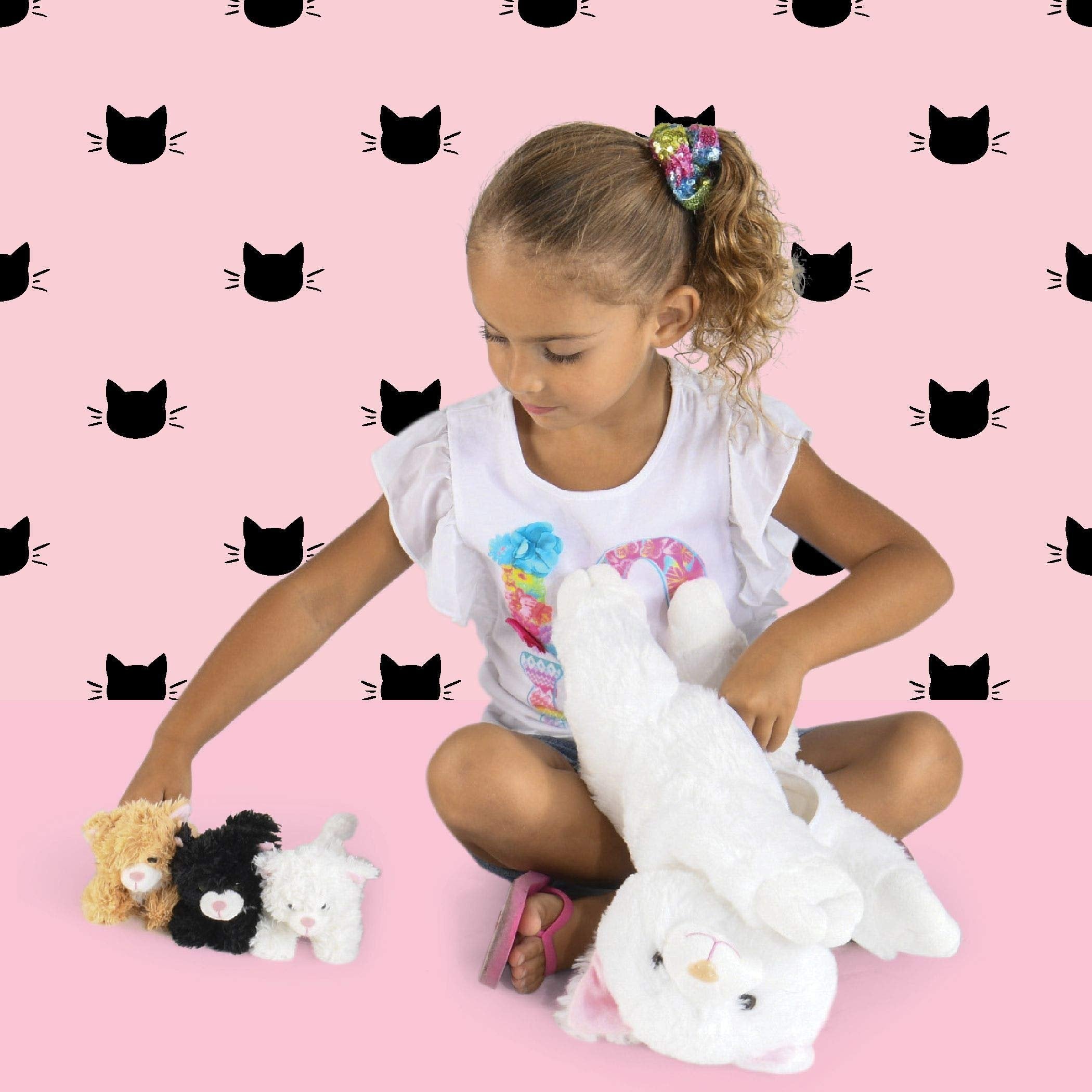 PREXTEX Plush Cat Toys Stuffed Animal w/ 3 Cats Baby Stuffed Animals - Big Cat Zippers 3 Little Plush Baby Kittens - Cat Plush Toys for Kids 3-5 - Cat Stuffed Animals & Kitten Toy -Gift for Cat Lovers