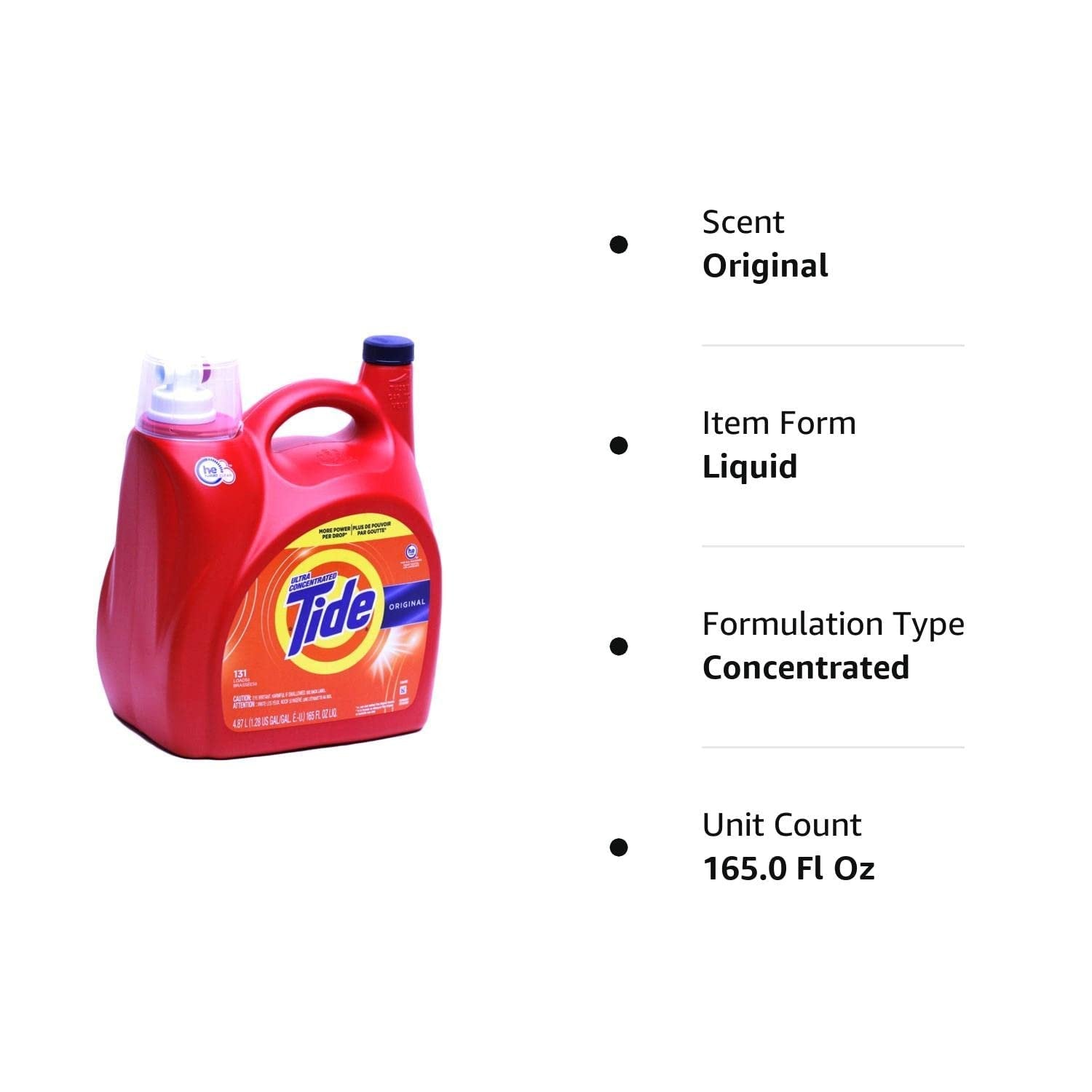 Ultra Concentrated New Tide Coldwater Clean Original Liquid Laundry Detergent 4.87 L/165 Fl. Oz - 123 Loads 2) Brand: Tide