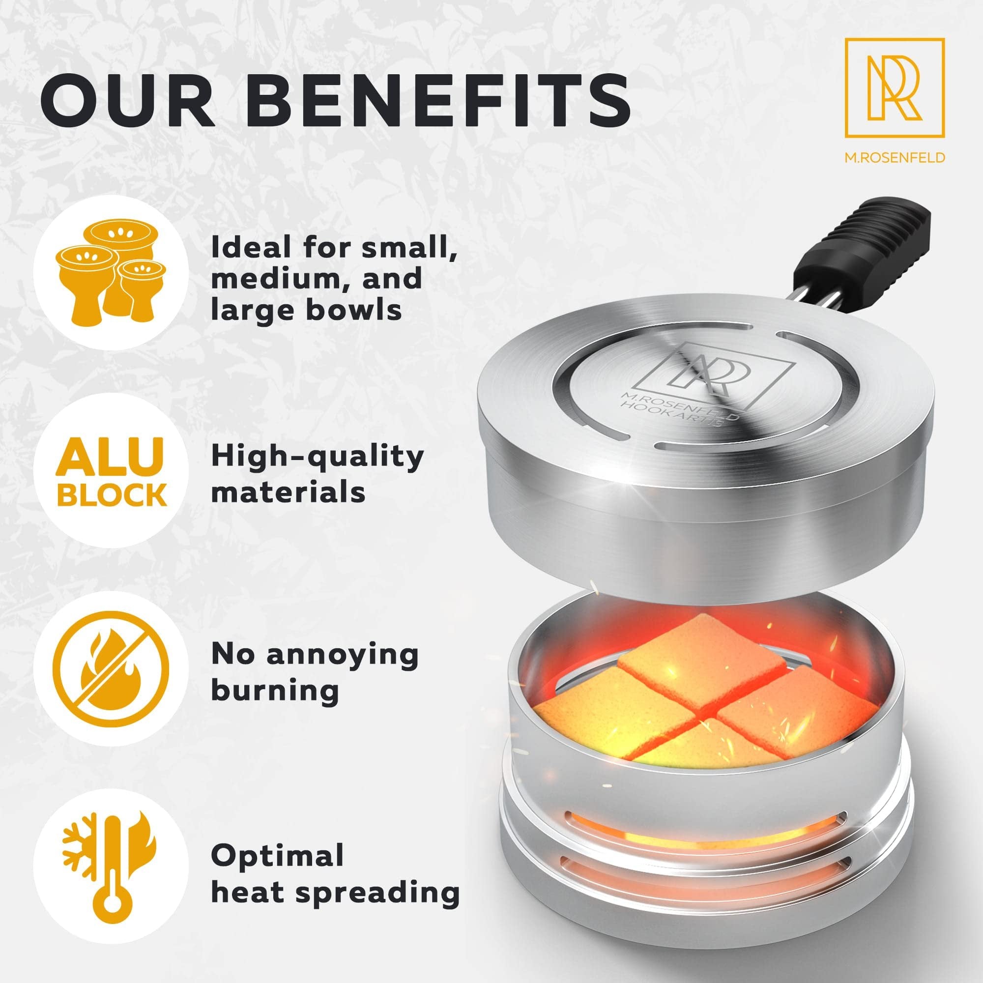 M. ROSENFELD Hookah Charcoal Holder - Hookah Heat Management System - Hookah Head for Perfect Shisha Hookah Flavor - Ultimate Hookah Accessories and Hookah Flavor Saver Hookah Coal Cover HOOKARTIS