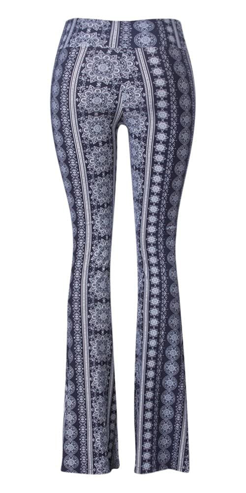 SATINA Womens Leggings - Buttery Soft High Waisted Flare Leggings, 03 Chakra Blue, Large