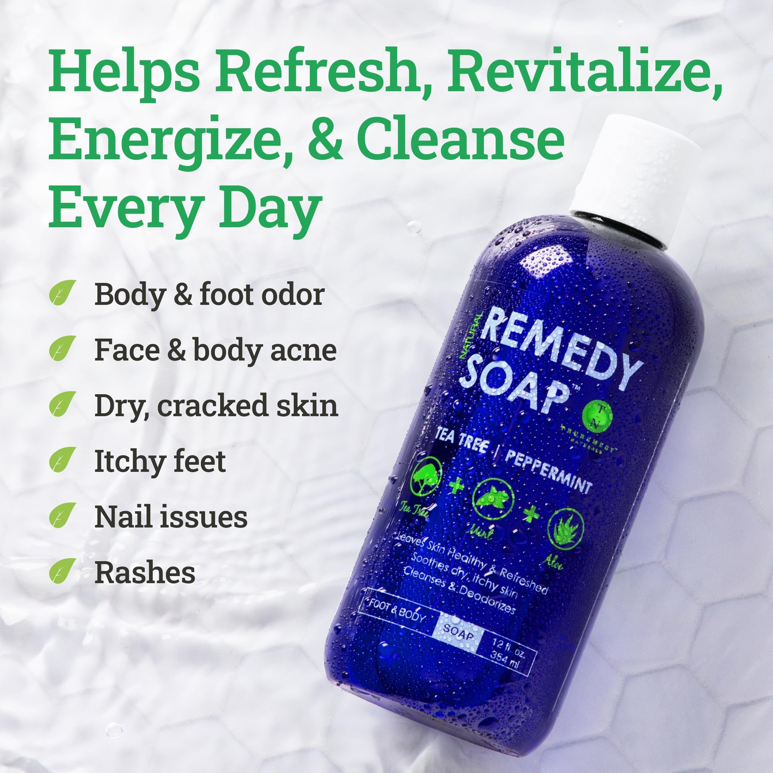 Truremedy Naturals Remedy Tea Tree Oil Body Wash - Body Wash That Helps Body Odor, Ringworm, & Skin Irritations - Tea Tree Soap Body Wash (1 pk, 12 oz)