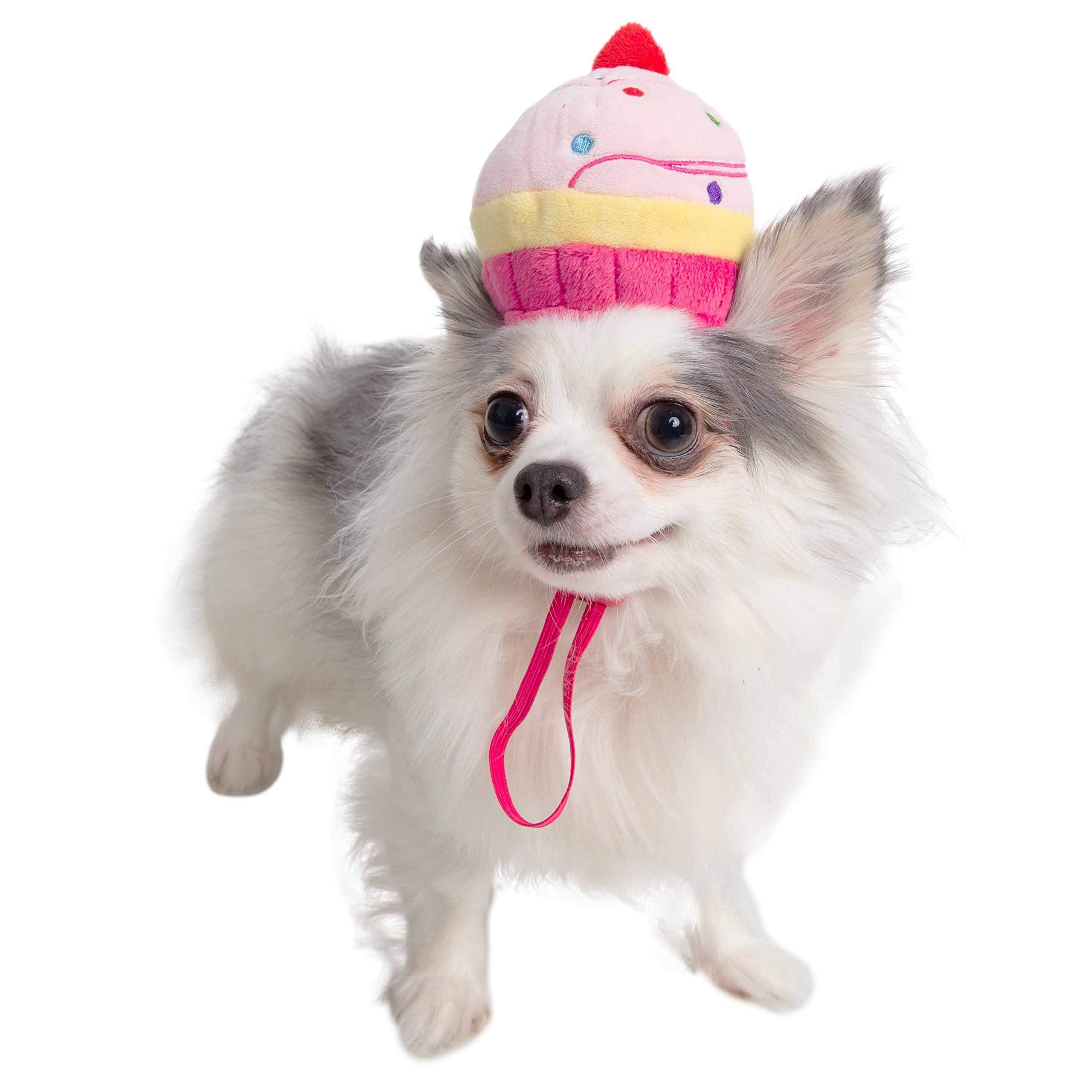 Pet Krewe Cupcake Dog Hat & Cat Hat Costume - One Size Fits All - Perfect for Halloween, Christmas Holiday, Parties, Photoshoots, Gifts for Dog and Cat Lovers