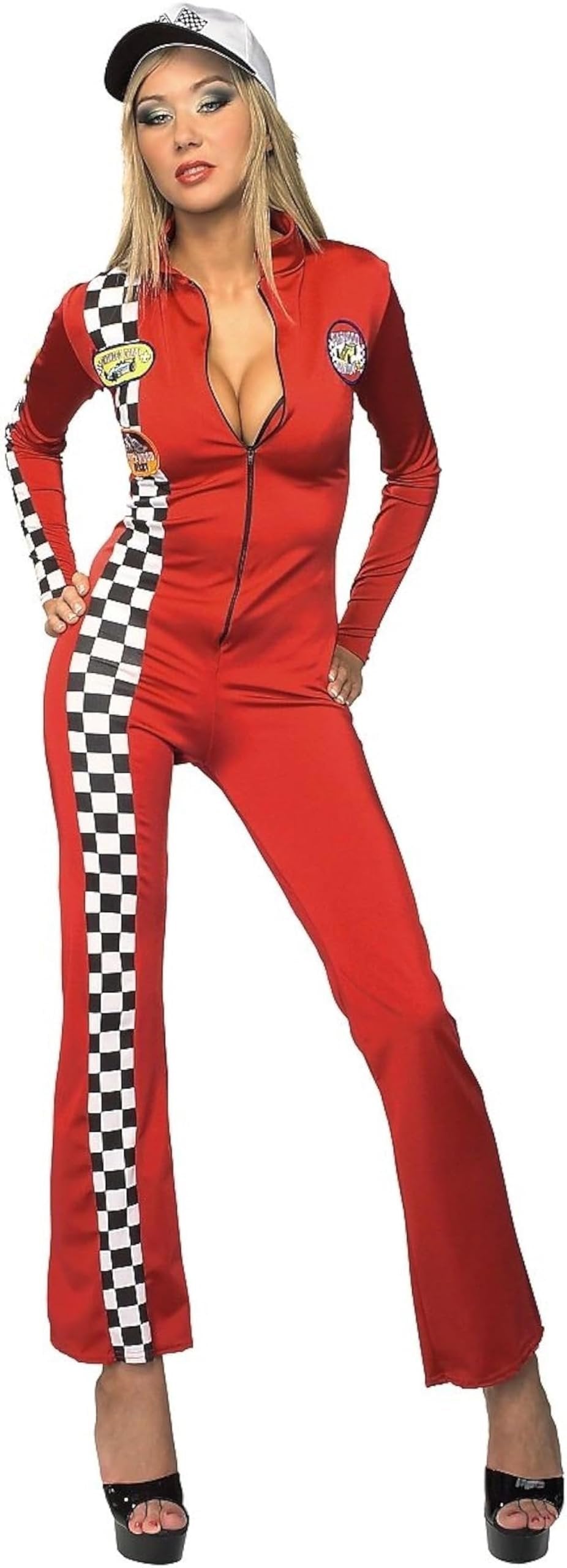 Secret Wishes Women's Red Racer Adult Romper Costume, Multicolor, Medium