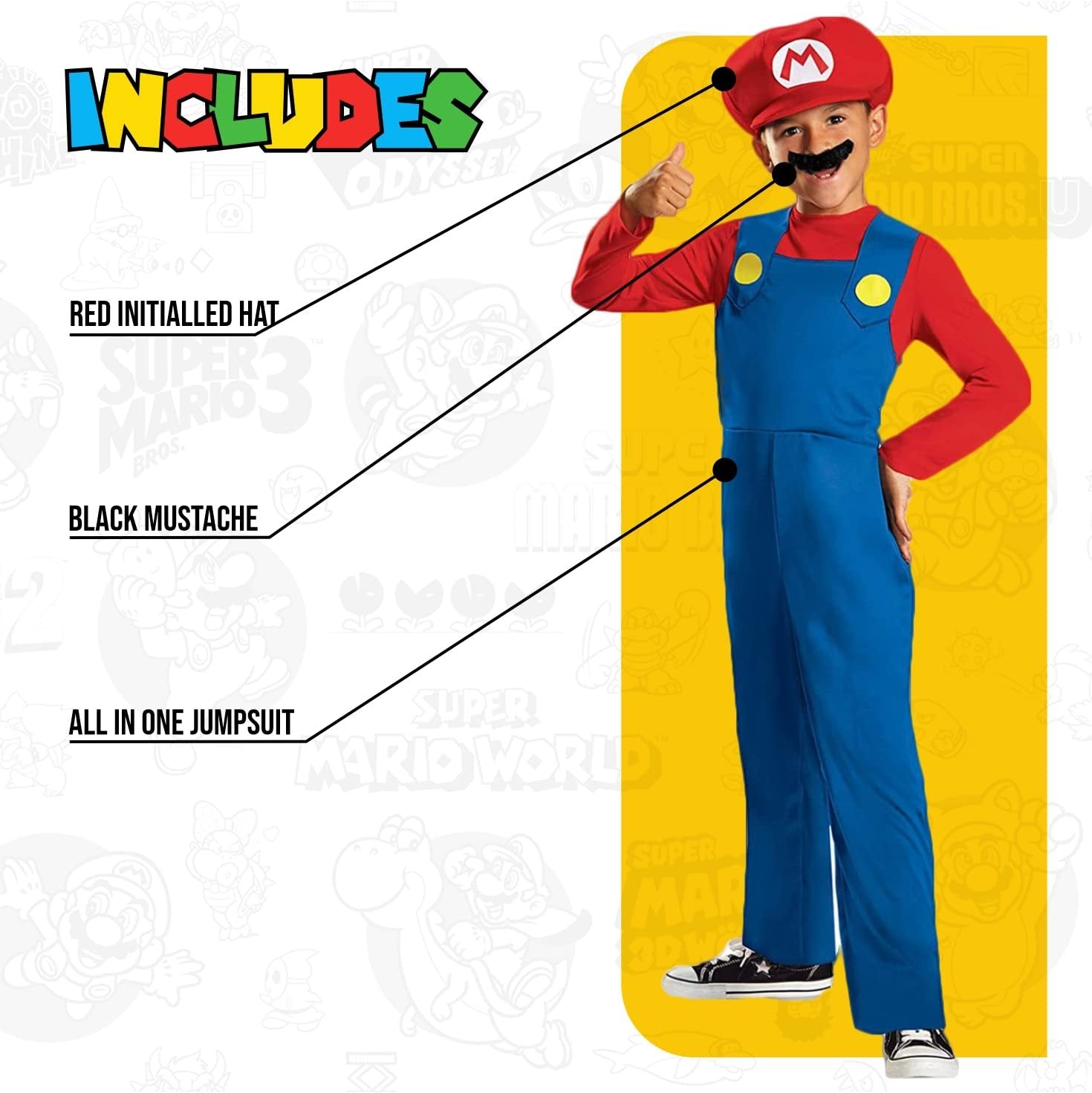 Nintendo Super Mario Brothers Mario Classic Boys Costume, Large/10-12