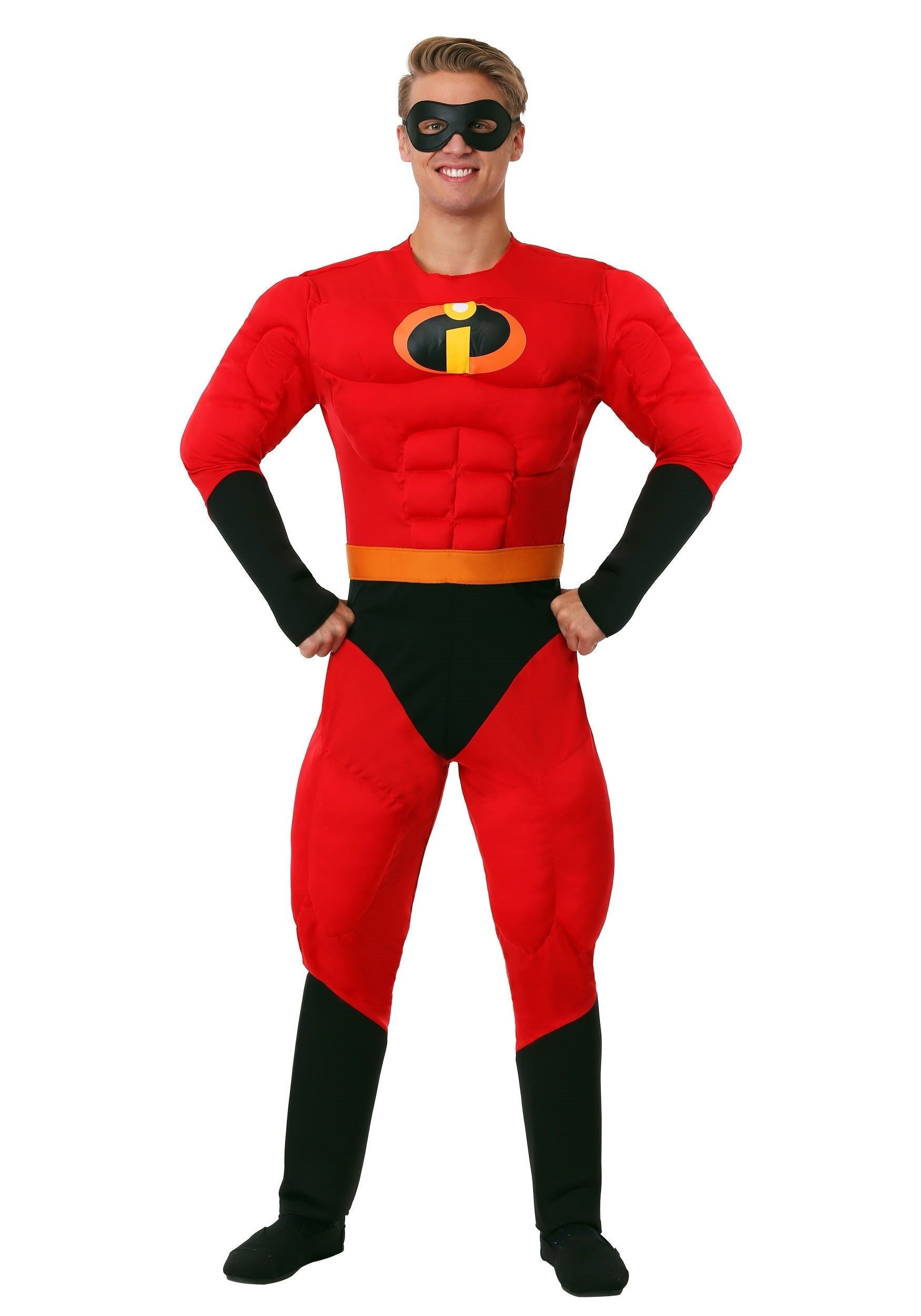 Disguise Men's Plus Size Mr. Incredible Deluxe Muscle Adult Costume, red, XXL (50-52)