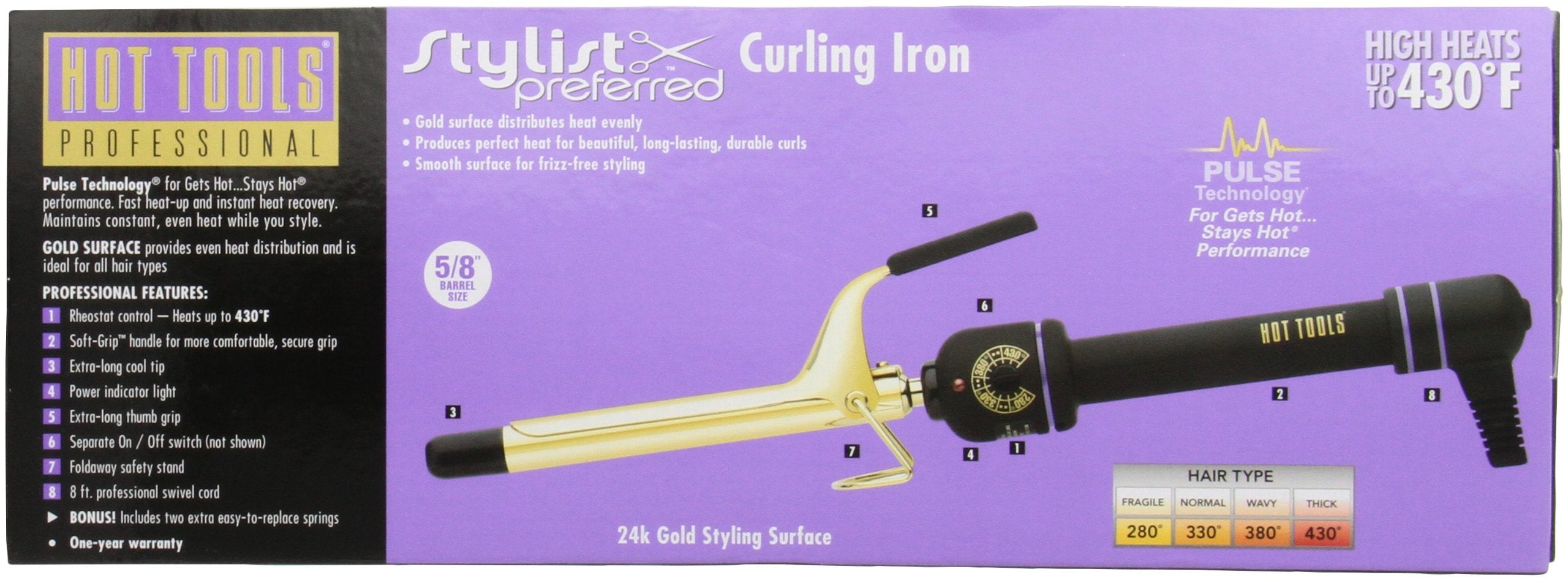 Hot Tools Curling Iron Spring Grip 5/8"