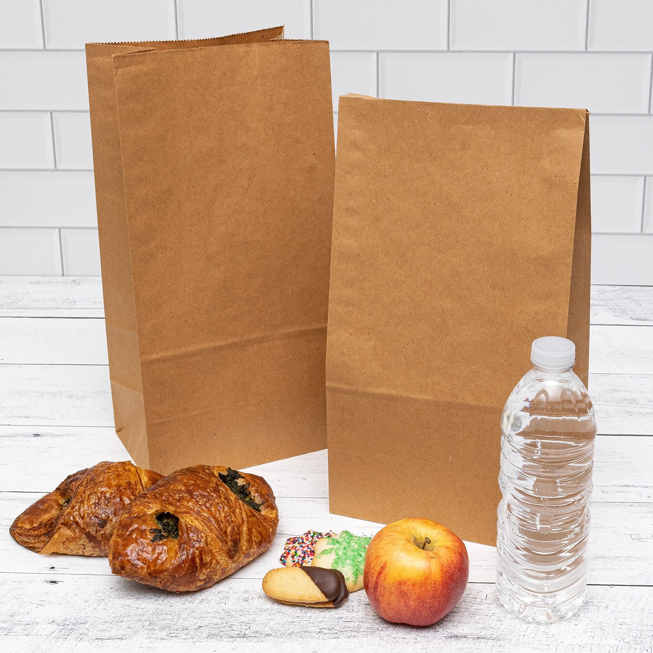 Brown Paper Bags - 12 LB Large Kraft Paper Shopping Bags, SOS Grocery Bags in Bulk for Lunch Bags, Food, Bread Bags, Delivery & Take Out, Deli, Bakery, Grocery and Convenience Store Use - 7x4.5x13.75