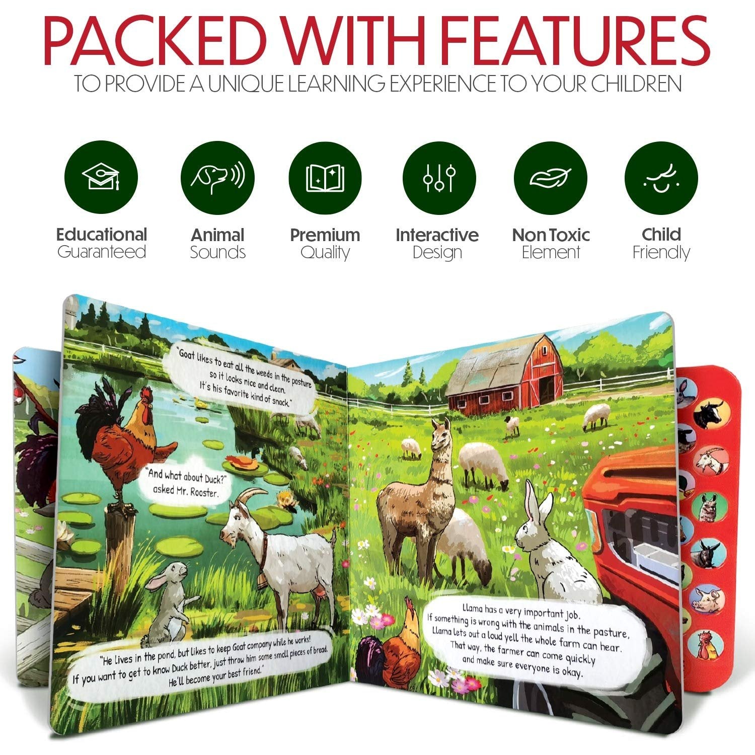 Lil-Gen Farm Animal Toys w/ Educational Animal Sound Book, 22pcs - 12 Small Animal Figurines, Farm Tractor Barn Animals & Plastic Fence, Toy Farm Animals for Children 3+, Farm Playset for Boys/Girls