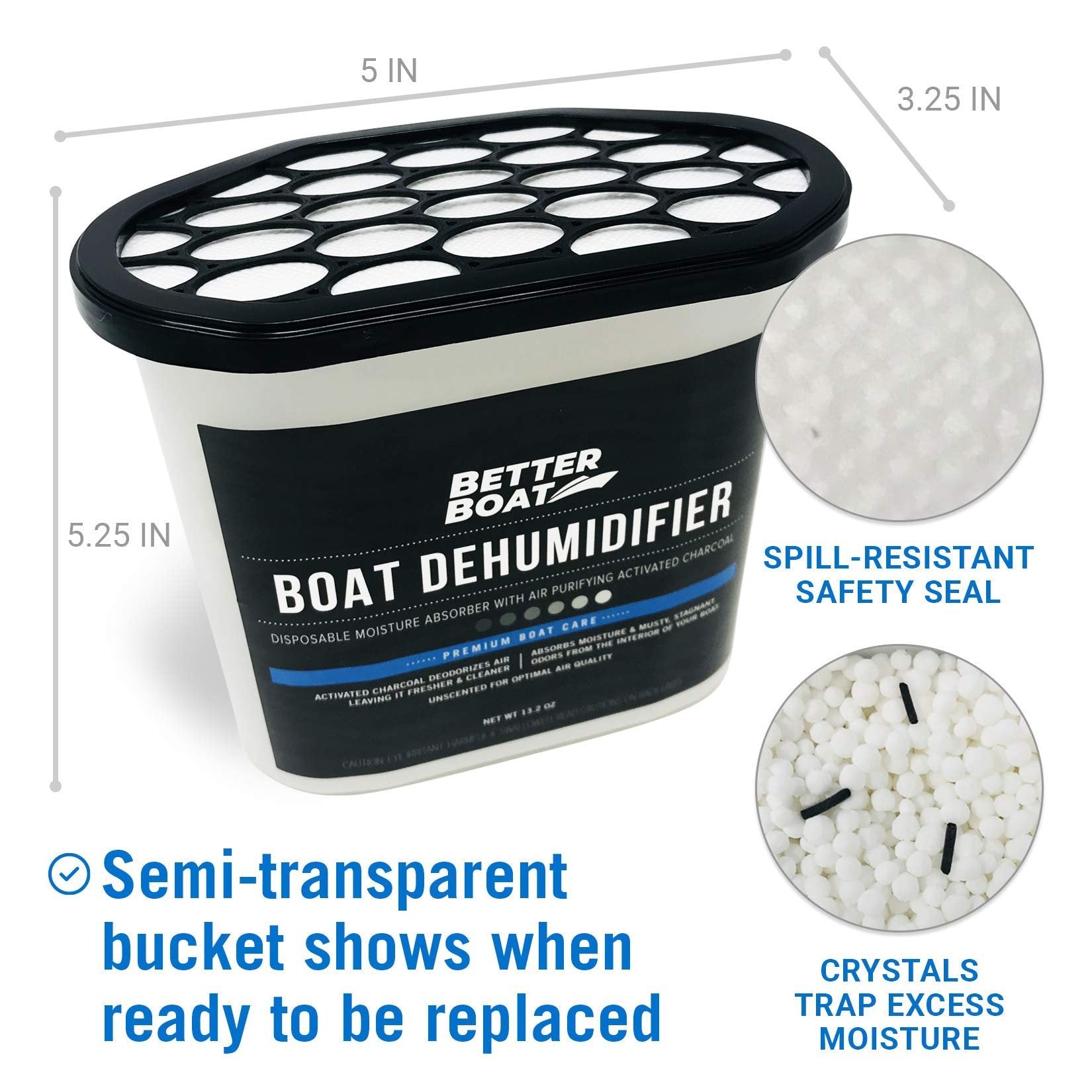 Moisture Absorber Boat Dehumidifier Moisture Absorbers Charcoal Smell Remover to Get Rid of Damp Smell & Humidity | No Refill for Basement, Closet, Home, RV or Boating Unscented Fragrance Free 4 Pack