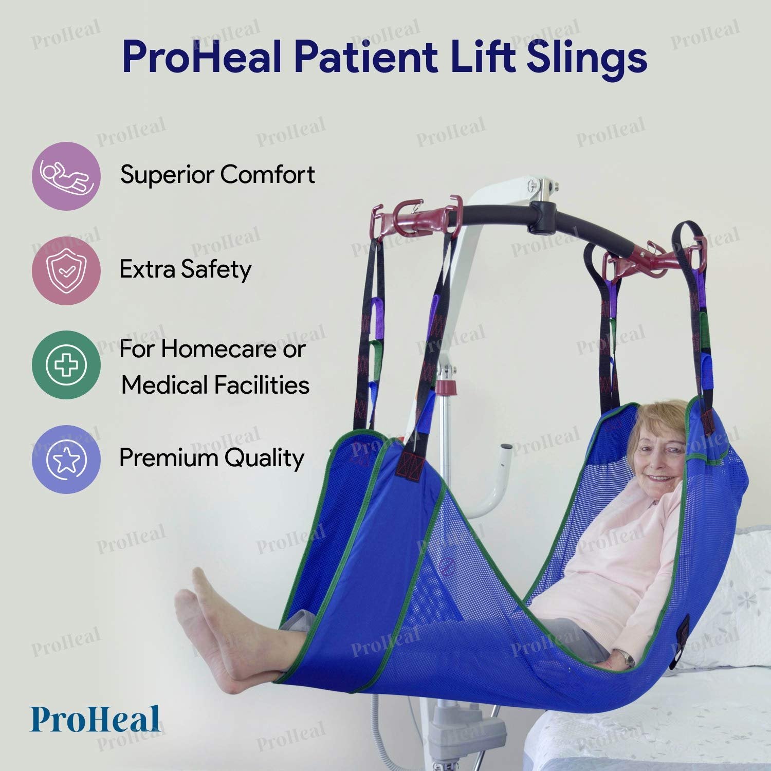 ProHeal Universal Padded Lift U Sling, X Large 44" x 48.5" - Polyester Divided Leg Slings for Patient Lifts - Compatible with Hoyer, Invacare, McKesson, Drive, Lumex, Joerns and More