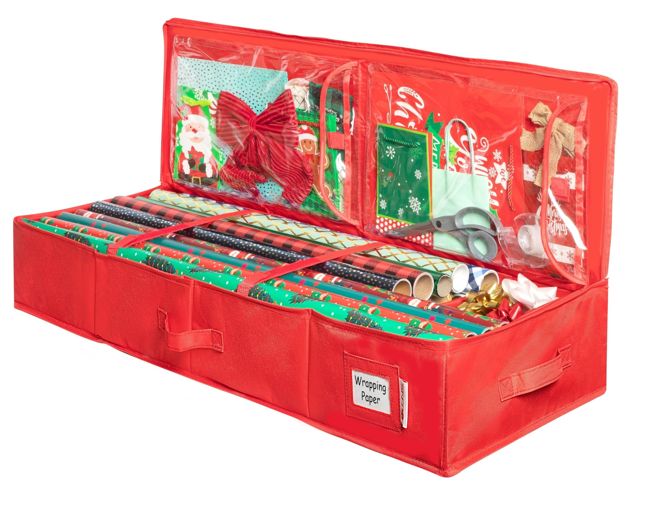 Wrapping Paper Storage Container - Fits up to 27 Rolls 1 3/8” Diam. - Underbed Gift Wrap Organizer Bags, Wrapping Paper Rolls, Ribbon, and Bows - Under Bed- Durable Material 600D - Up to 40" Rolls