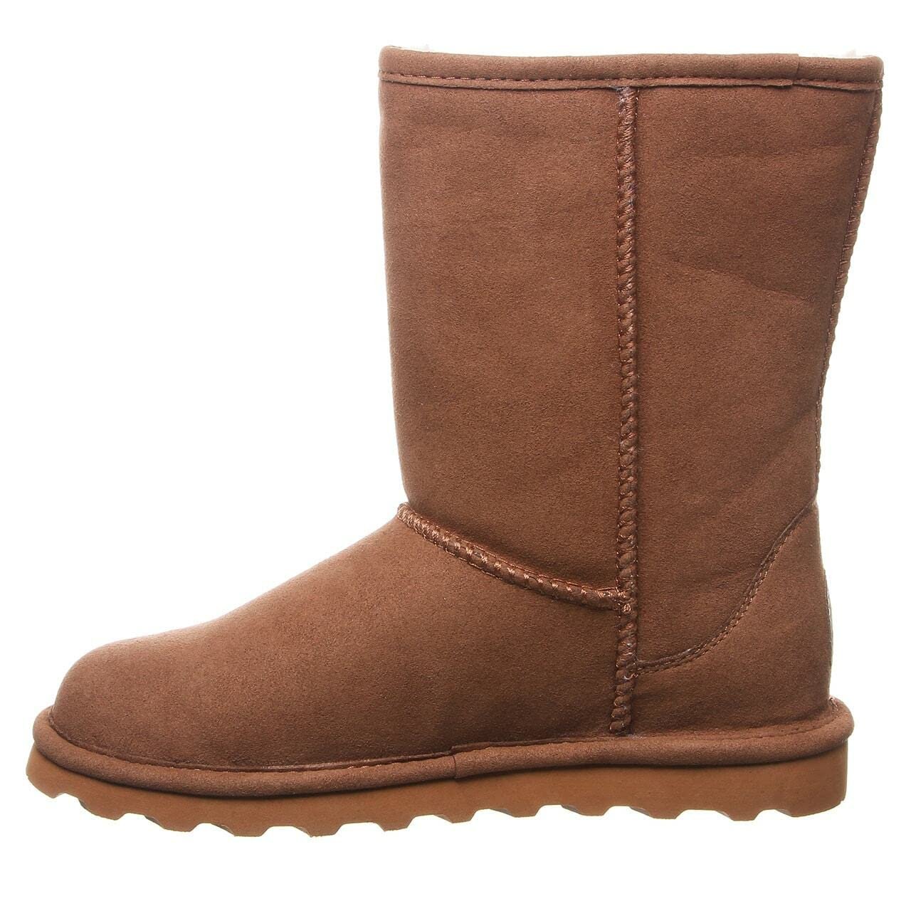 BEARPAW Women's Elle Short Vegan Hickory Size 9 | Women's Boot Classic Suede | Women's Slip On Boot | Comfortable Winter Boot