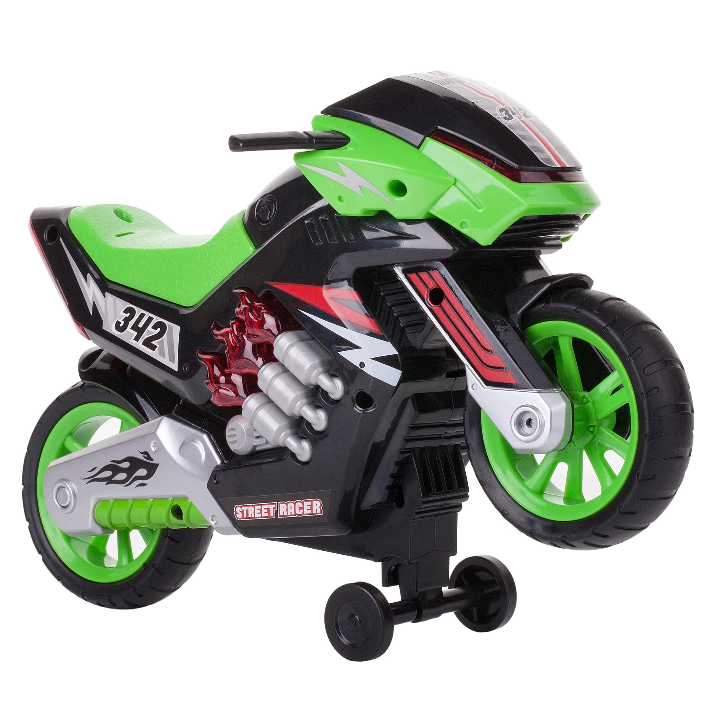 Dazmers Toys Electric Motorcycle Toy with Lights and Sounds - Wheelie Lifters Motorcycle Kids Toddler with Sounds and Lights for Kids - Green - Dirtbike Toys for Boys