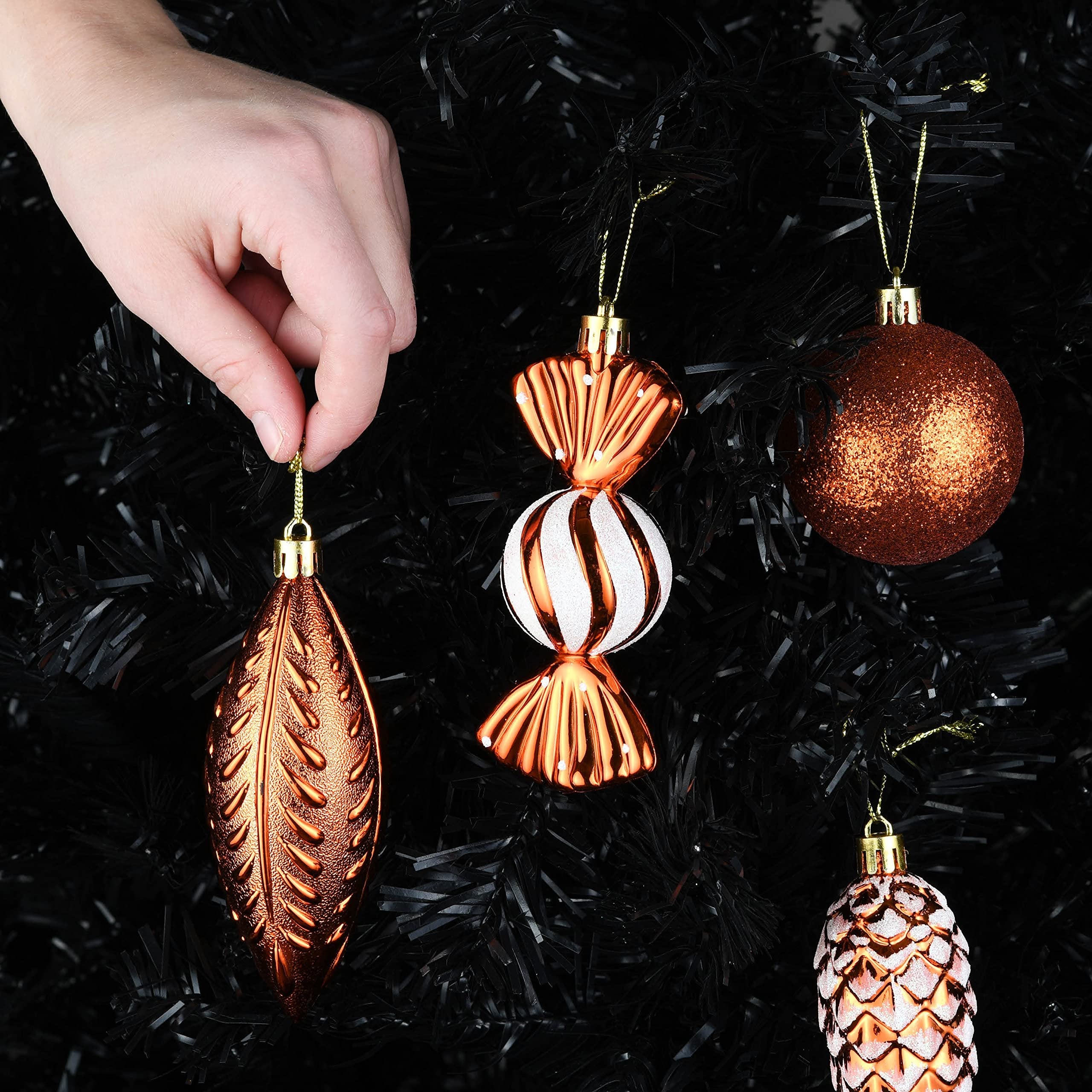 Prextex Christmas Ball Ornaments for Christmas Decorations (Copper) | 24 pcs Xmas Tree Shatterproof Ornaments with Hanging Loop for Holiday, Wreath and Party Decorations