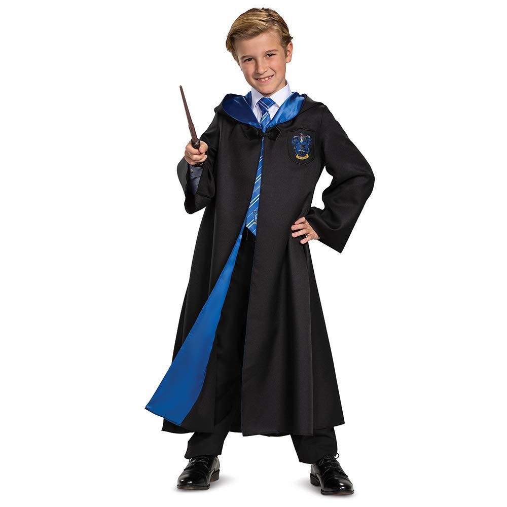 Disguise Harry Potter Ravenclaw Robe Deluxe Children's Costume Accessory, Black & Blue, Kids Size Large (10-12)