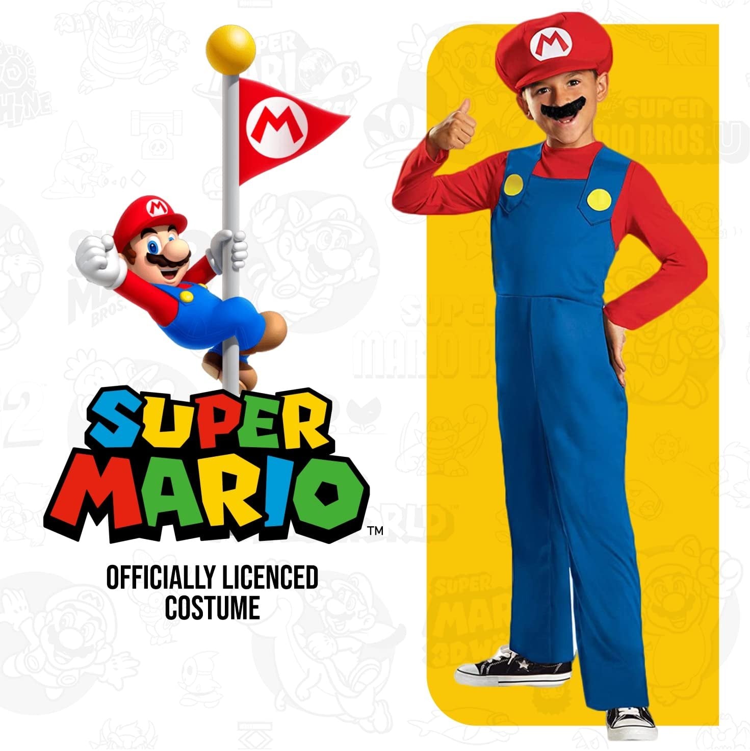 Nintendo Super Mario Brothers Mario Classic Boys Costume, Large/10-12