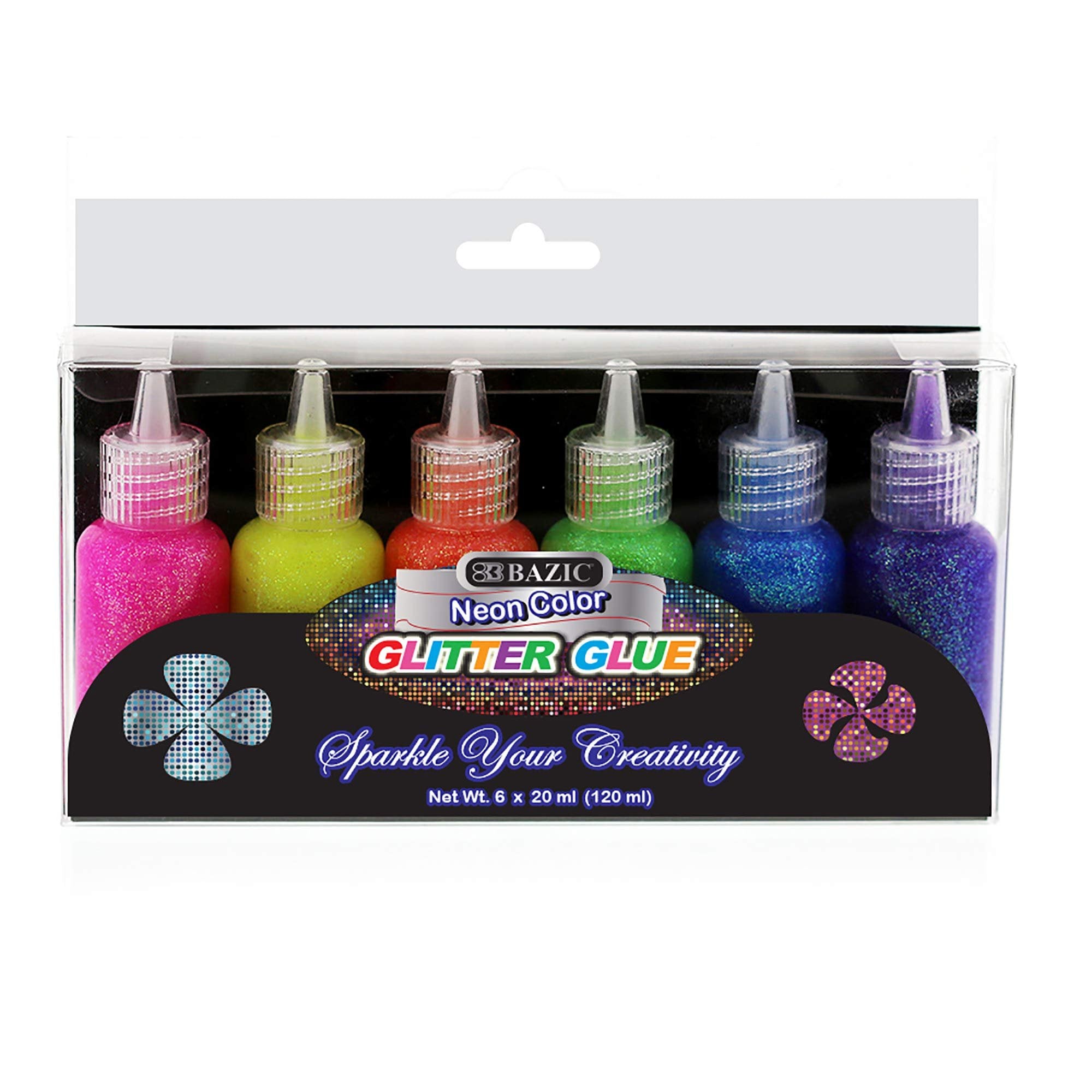 BAZIC 20 ml Neon Color Glitter Glue (6/pack)