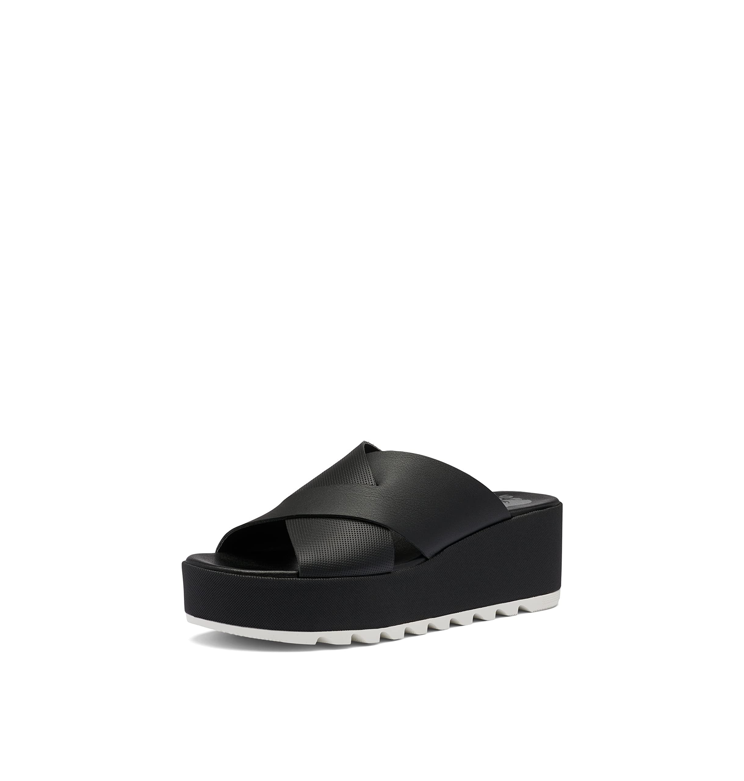 Sorel Women's Cameron Flatform Mule Sandals - Black, Sea Salt - Size 9