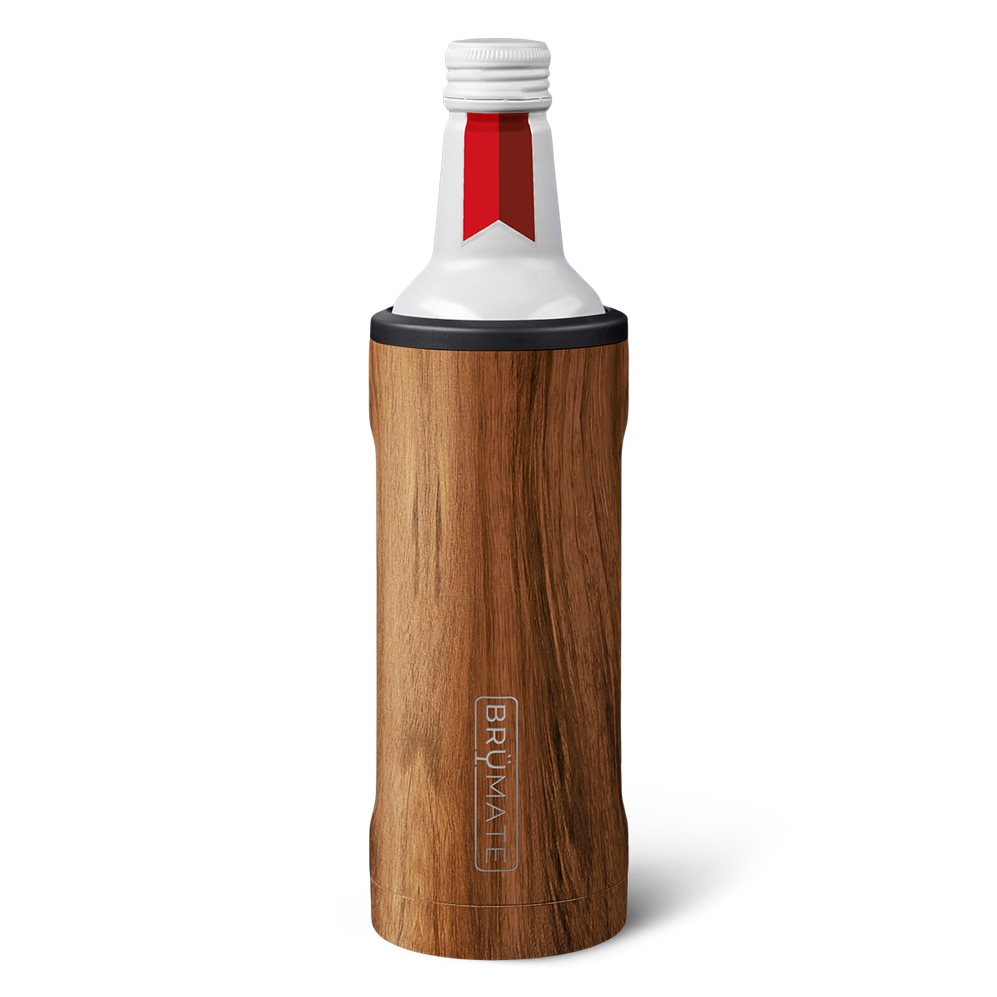 BrüMate Hopsulator Twist Can Cooler Insulated for 16oz slim aluminum bottles | Can Insulated Stainless Steel Drink Holder for Reclosable Slim Aluminum Beer Bottles (Walnut)