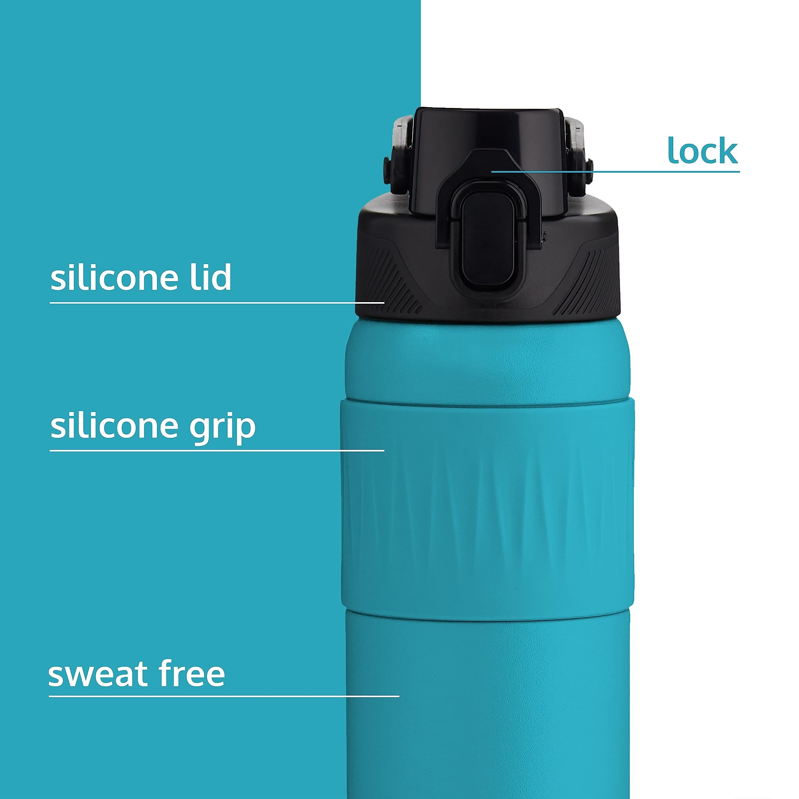 qbottle Insulated Water Bottles with Spout Lid - Stainless Steel Water Bottle - Leak Proof Metal Water Bottle - No Sweat - Reusable - Aqua Blue, 23.6 oz