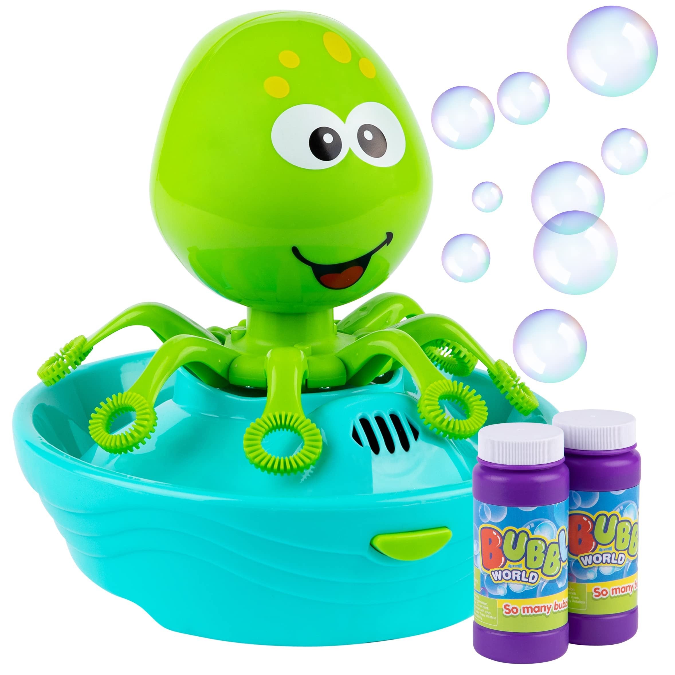 Octopus Bubble Maker Machine with Bubbles Solutions Bubble Blowing for Fun Summer Outdoor or Party Activity for Kids and Toddlers