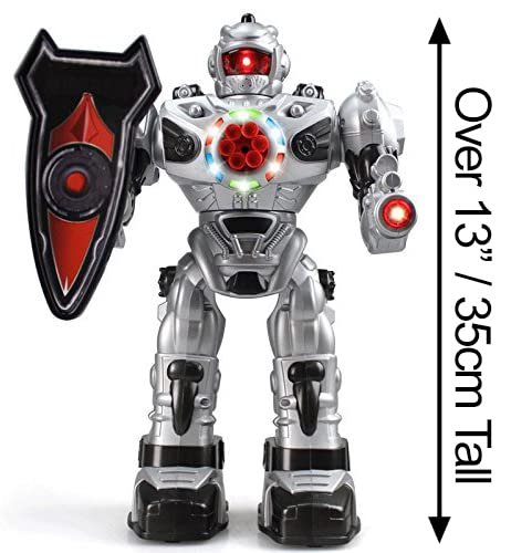 Think Gizmos Large Remote Control Robot for Kids - Superb Fun Toy RC Robot - Remote Control Toy Shoots Missiles, Walks, Talks & Dances (10 Functions) (Silver)