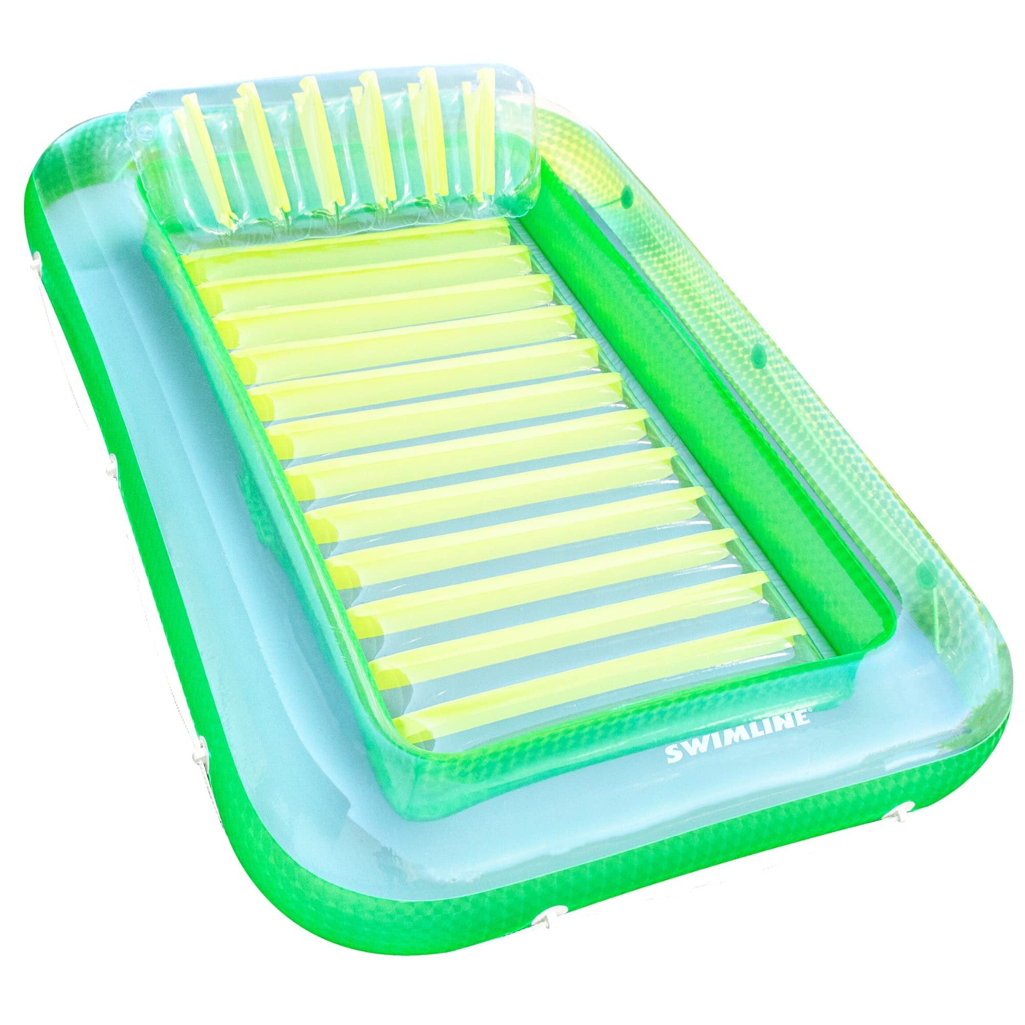 SWIMLINE Original Suntan Tub Classic Edition Inflatable Floating Lounger Green and Yellow | Tanning Pool Hybrid Lounge